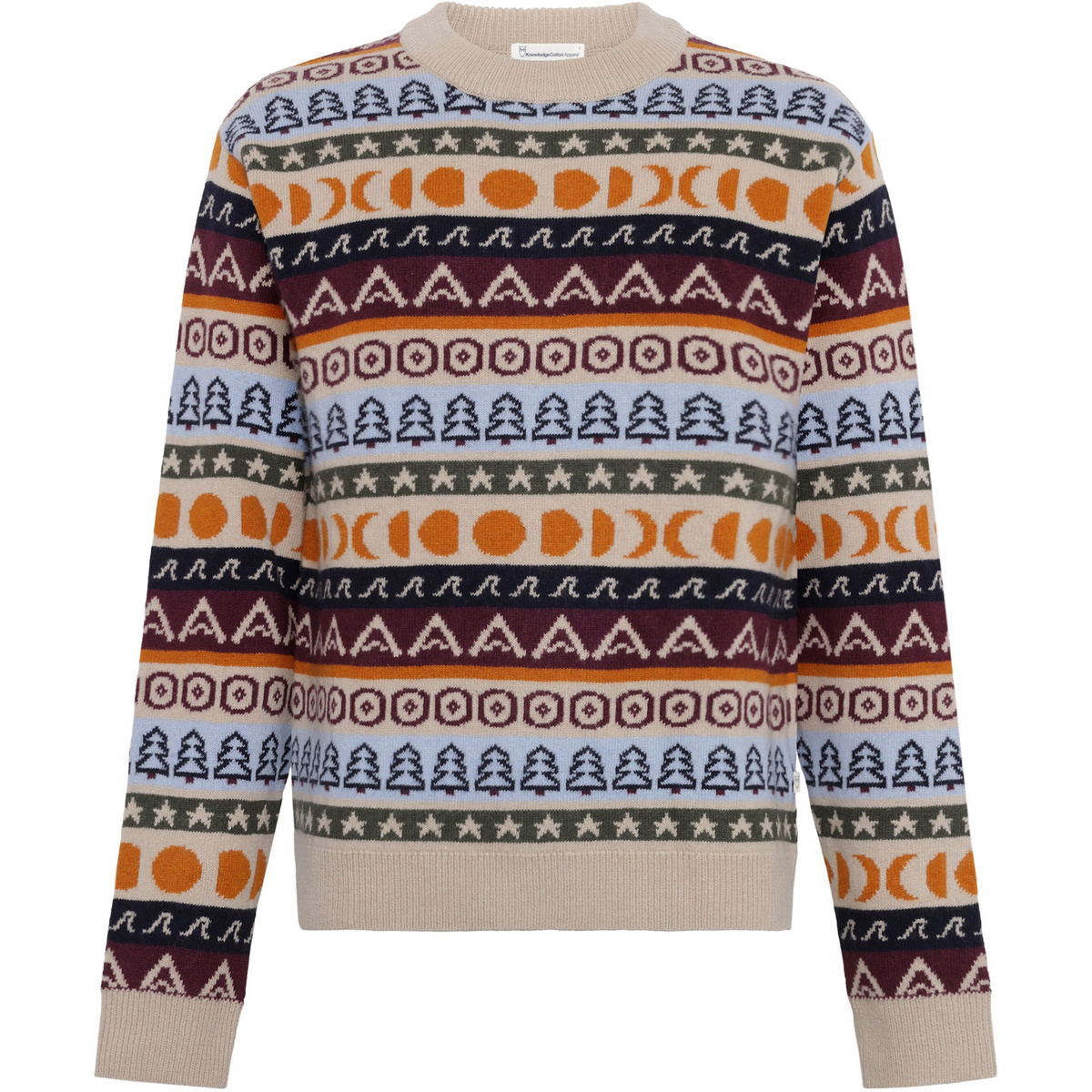KnowledgeCotton Apparel Striped Pattern Crew Neck Knit Pullover