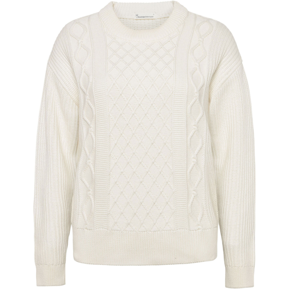 KnowledgeCotton Apparel Damen Cotton Cable Crew Neck Pullover