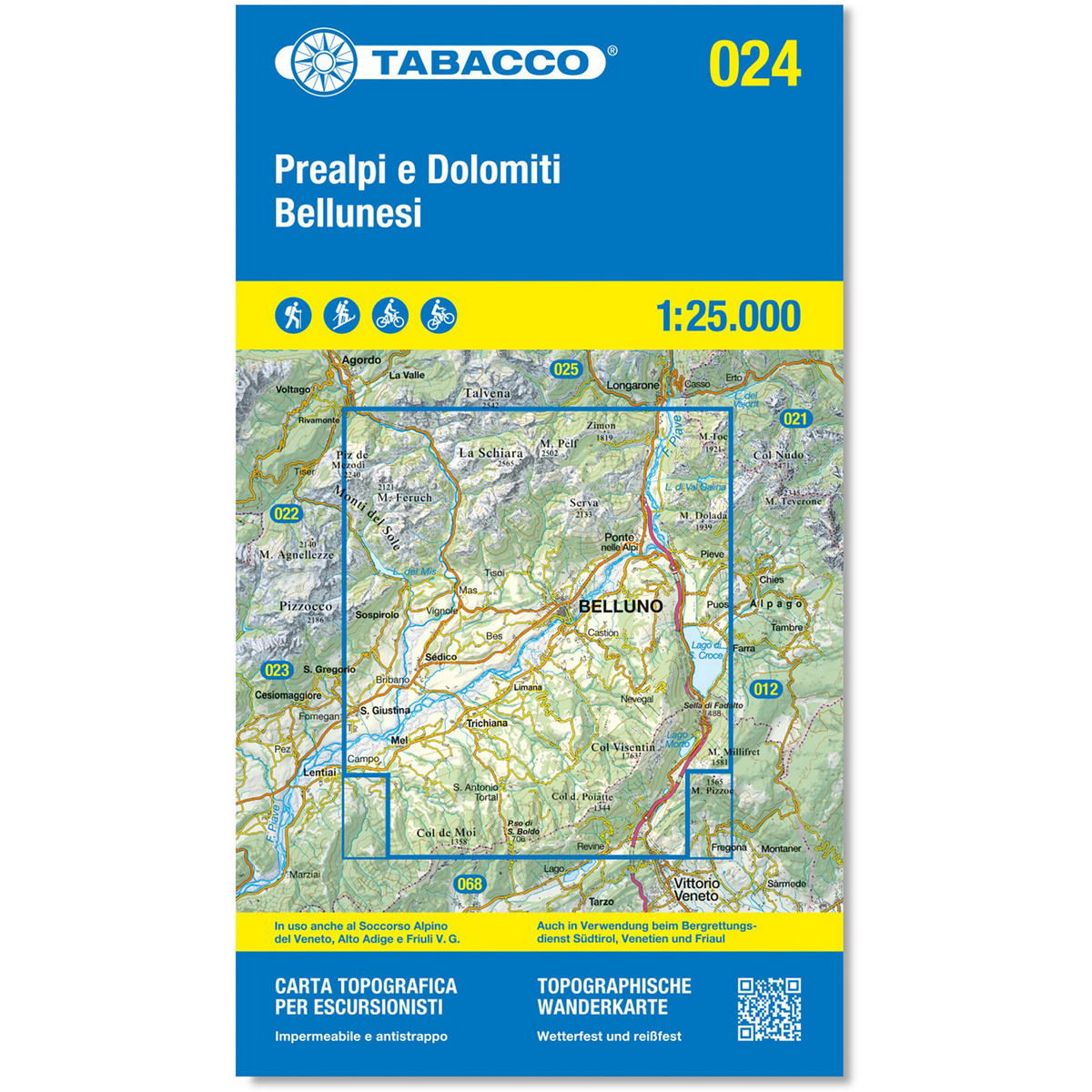 Tabacco Prealpi e Dolomiti Bellunesi 024 Wanderkarte