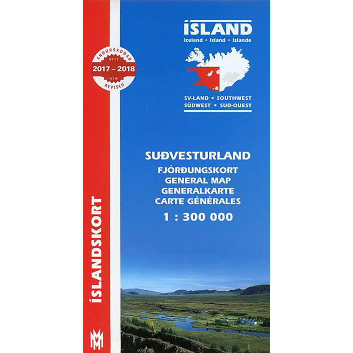 Mal og menning Island Generalkarte Südwest 300T