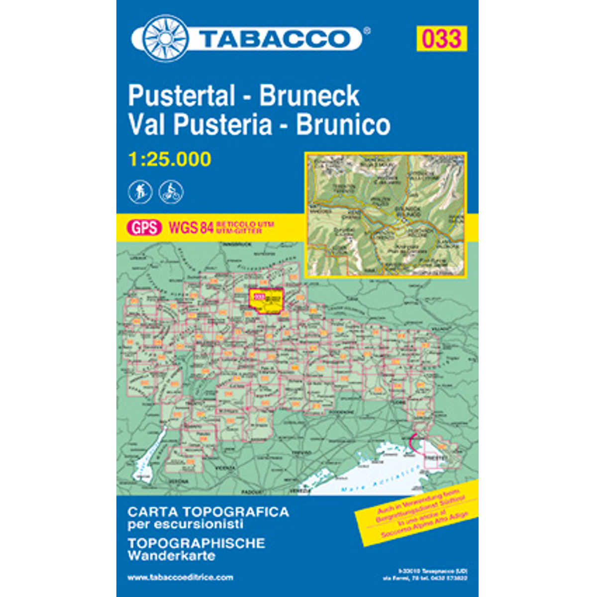 Tabacco Pustertal - Bruneck 033 Wanderkarte