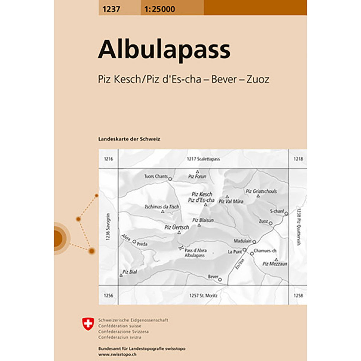 Swisstopo Albulapass 1237 Landeskarte 1:25 000