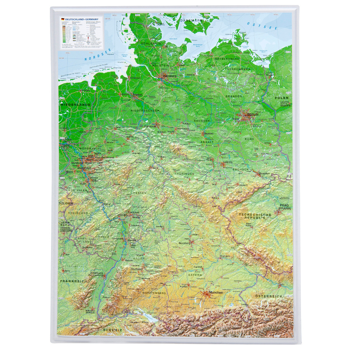 Georelief 3D Reliefkarte Deutschland