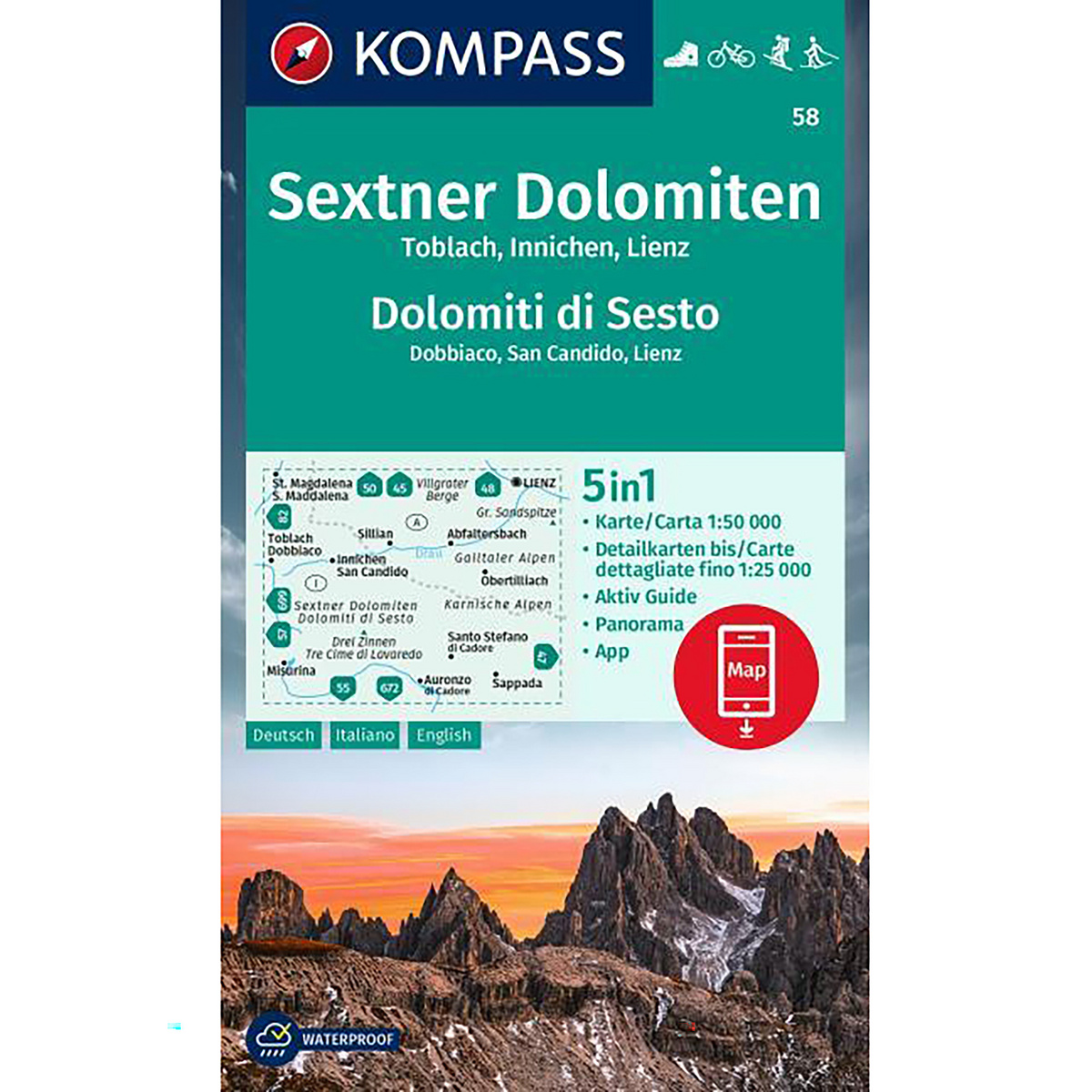 Kompass Verlag WK 58 Sextner Dolomiten - Dolomiti di Sesto