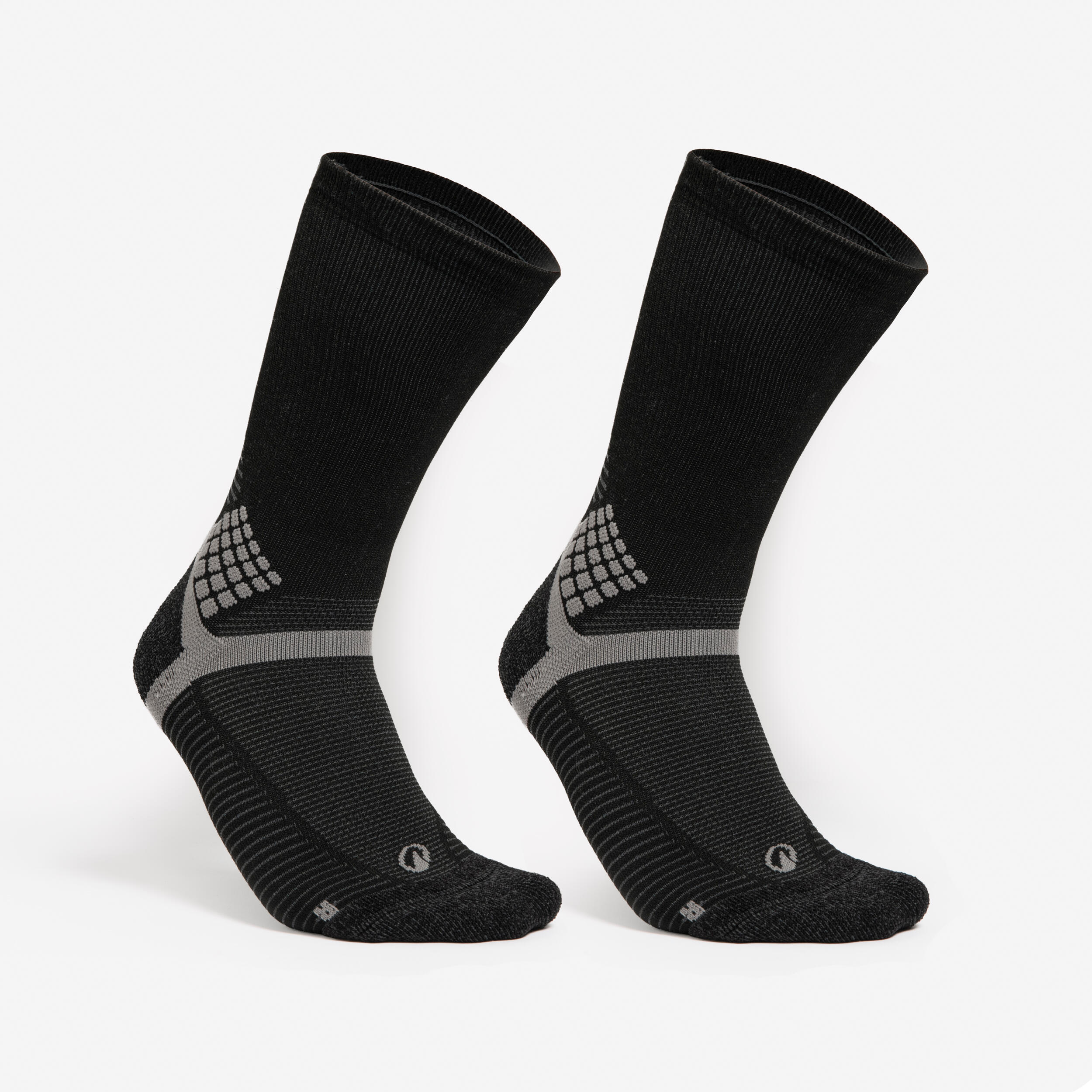 Wandersocken Damen/Herren hoch Doppelpack - Hike 500 schwarz