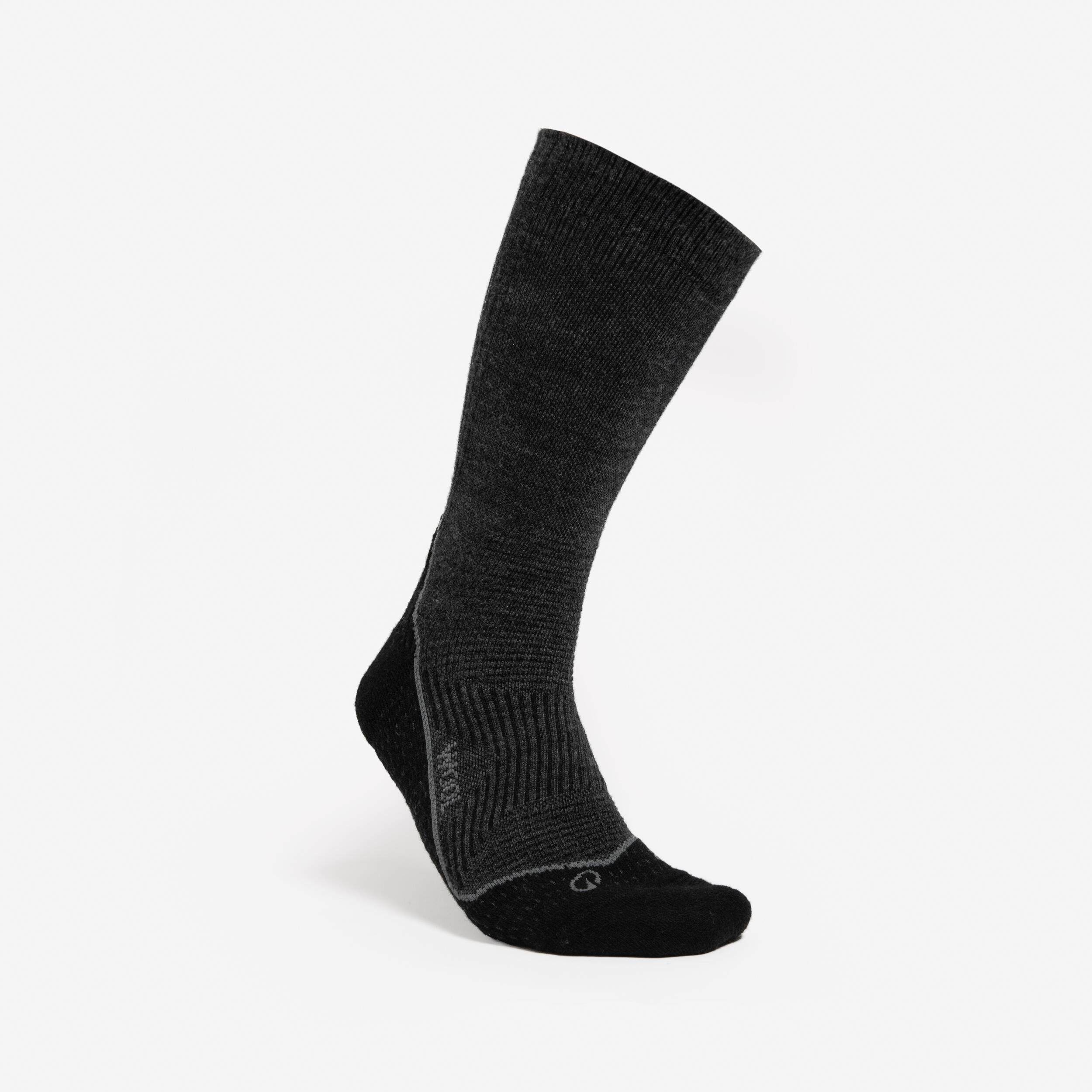 Wandersocken Damen/Herren hoch Wolle Trekking - Trek 900 grau/schwarz