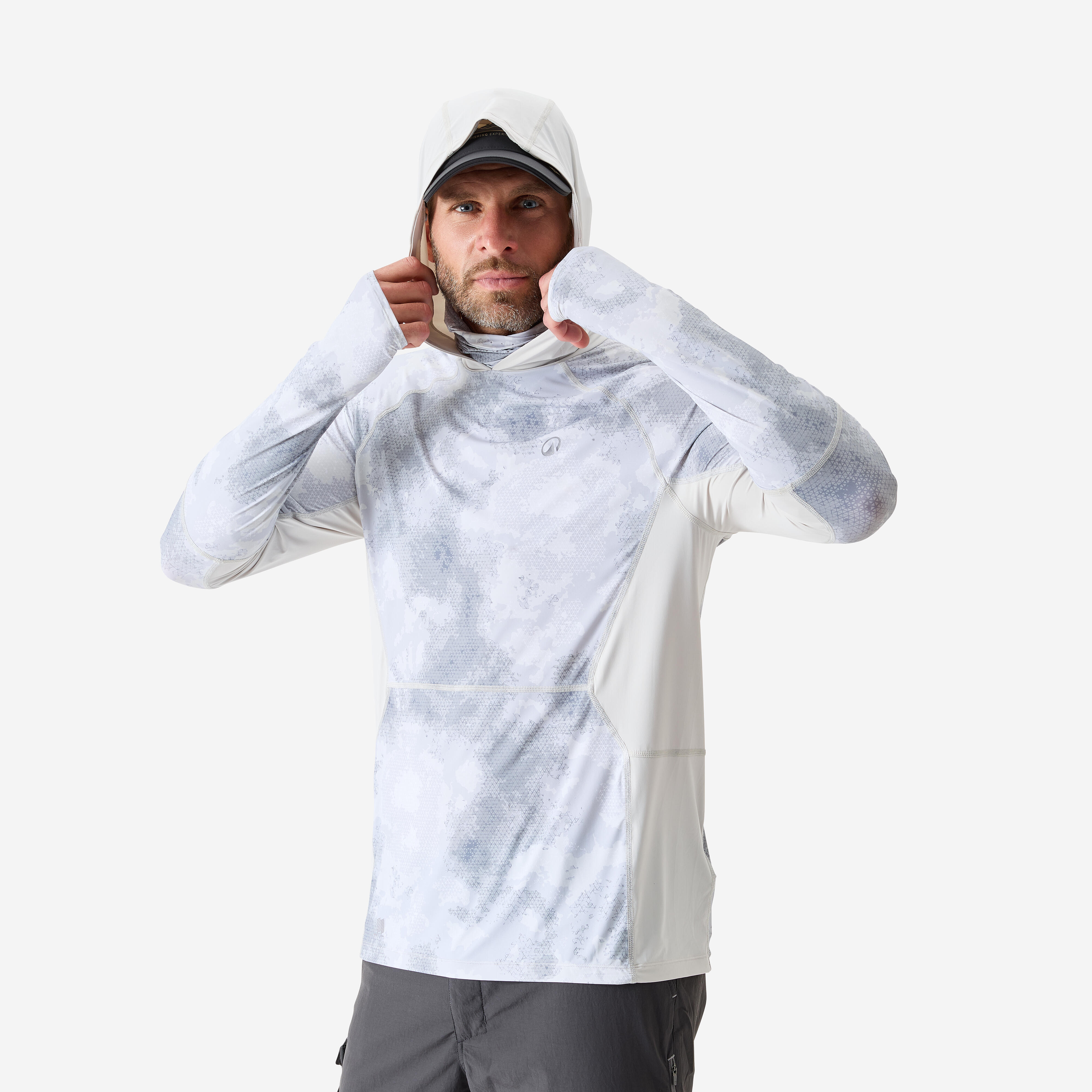 Angelshirt Anti-UV 900 Kapuze & Schlauchschal LSF 50+ grau