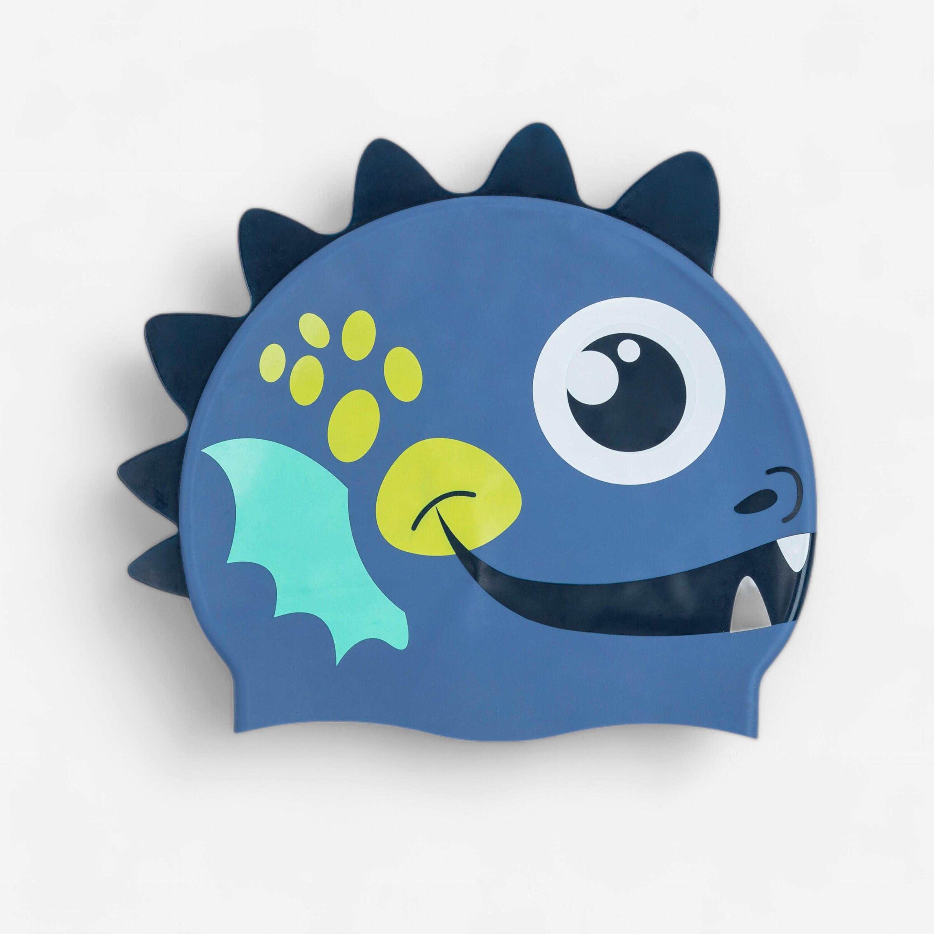 Badekappe Silikon Einheitsgröße - Drache blau