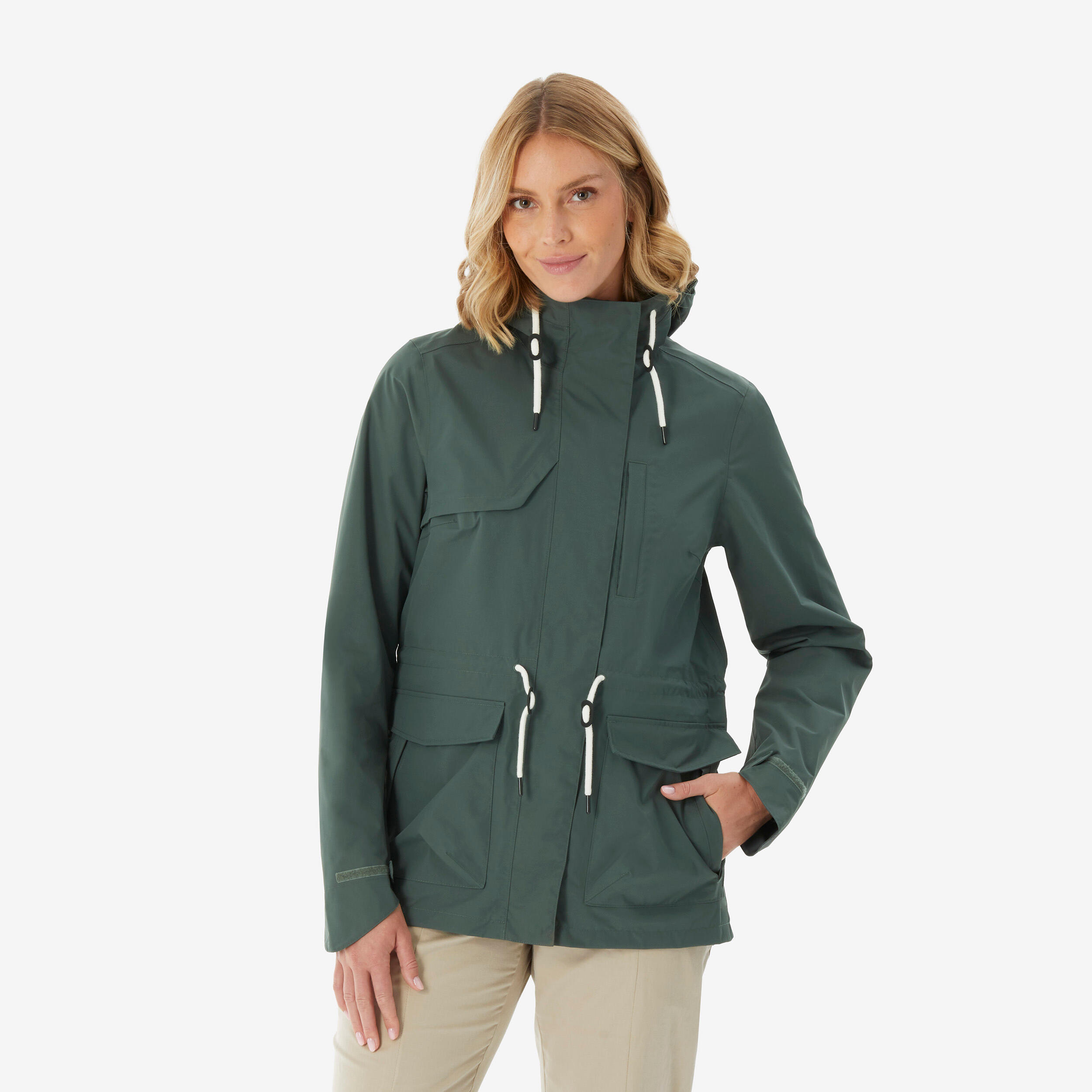 Regenjacke Damen wasserdicht Wandern - NH500 grün