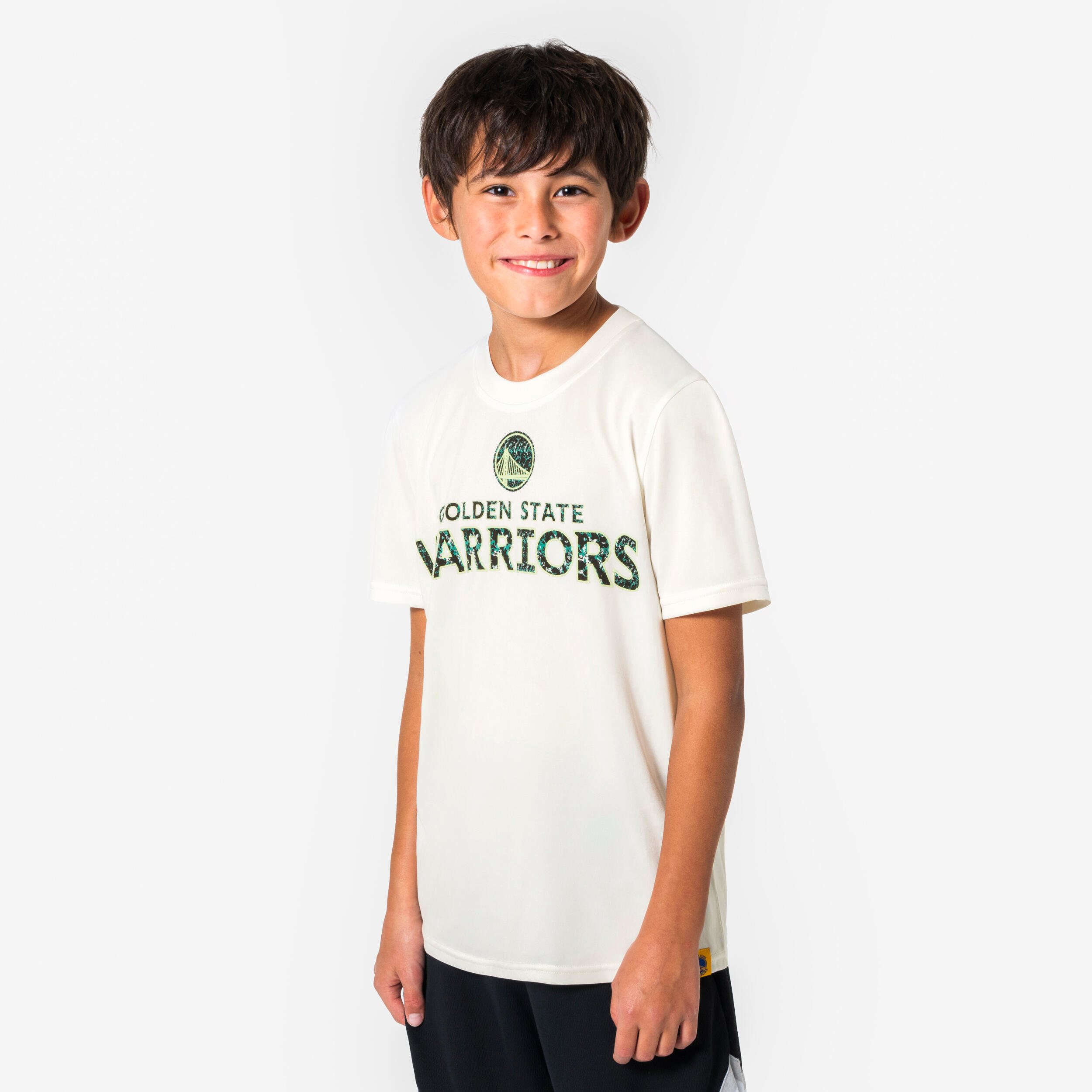 Kinder Basketball T-Shirt NBA Warriors - TS900 weiß