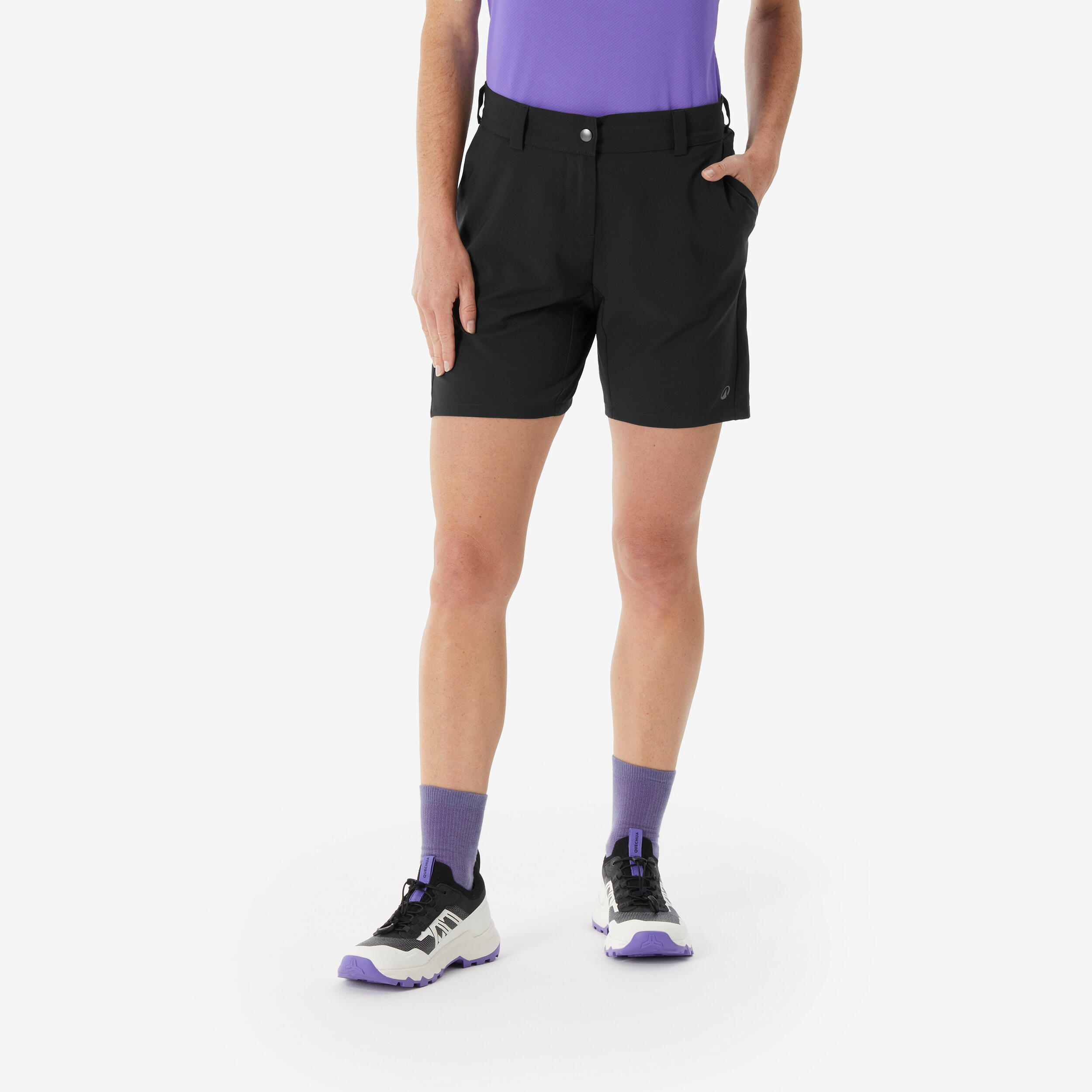 Wandershorts Damen Wandern - MH100 schwarz