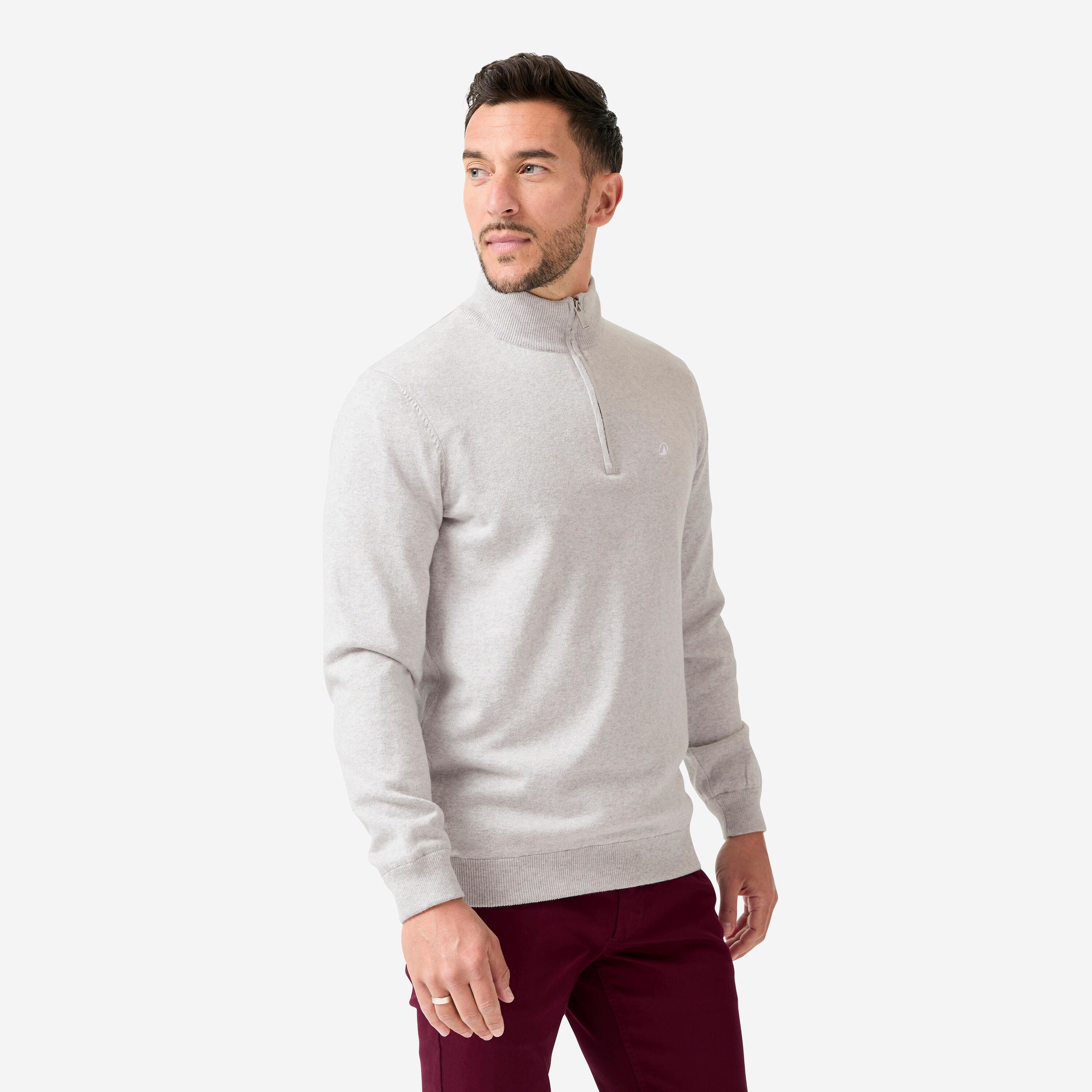 Herren Golf Pullover Stehkragen winddicht mit Reißverschluss - MW500 grau