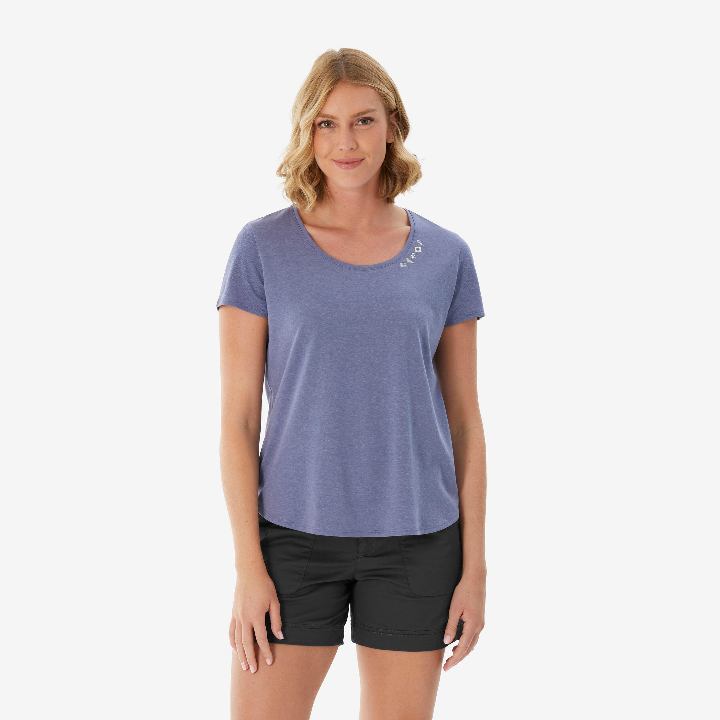 Wandershirt Damen kurzarm - NH500 violett