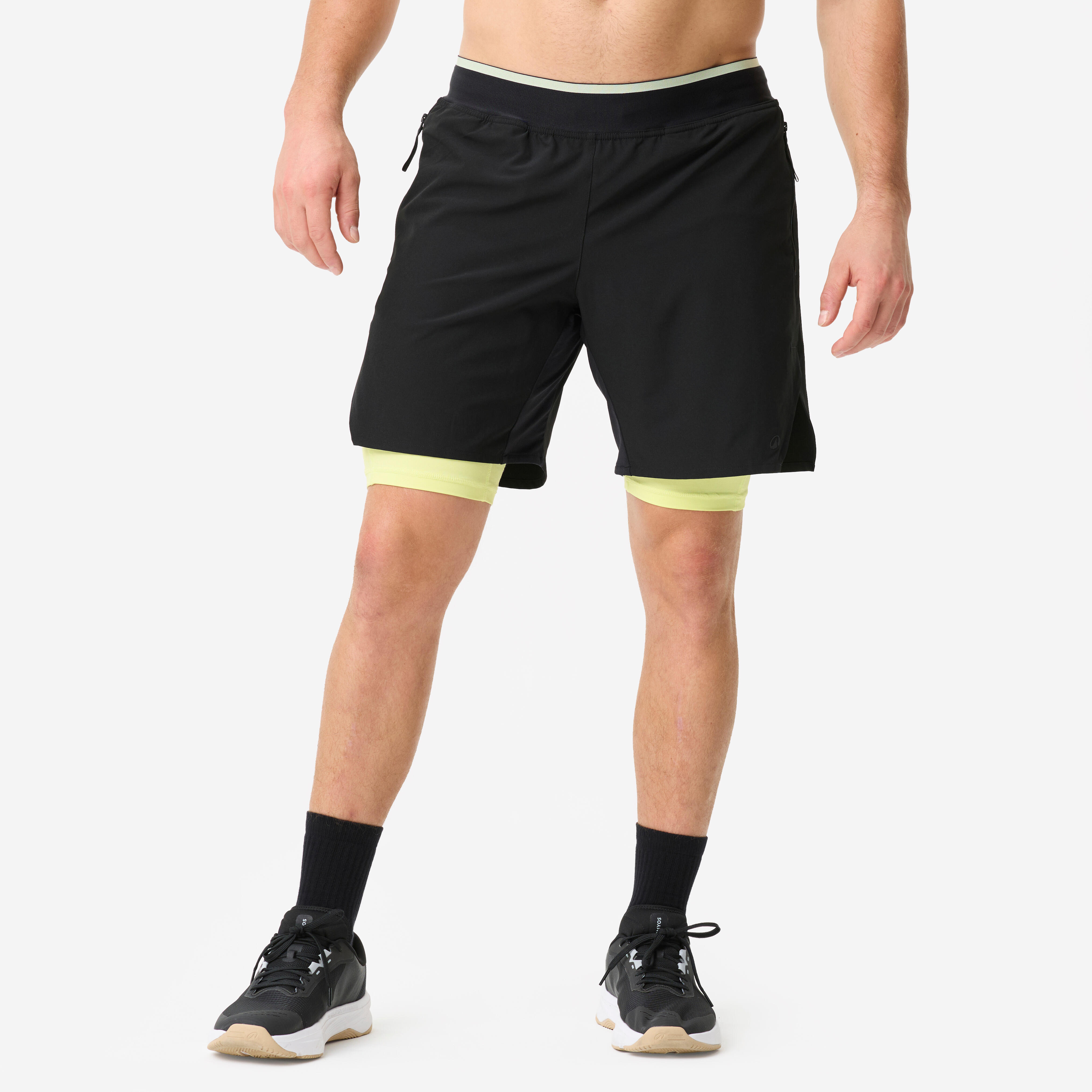 Shorts Crosstraining atmungsaktiv leicht Celliant - schwarz/gelb