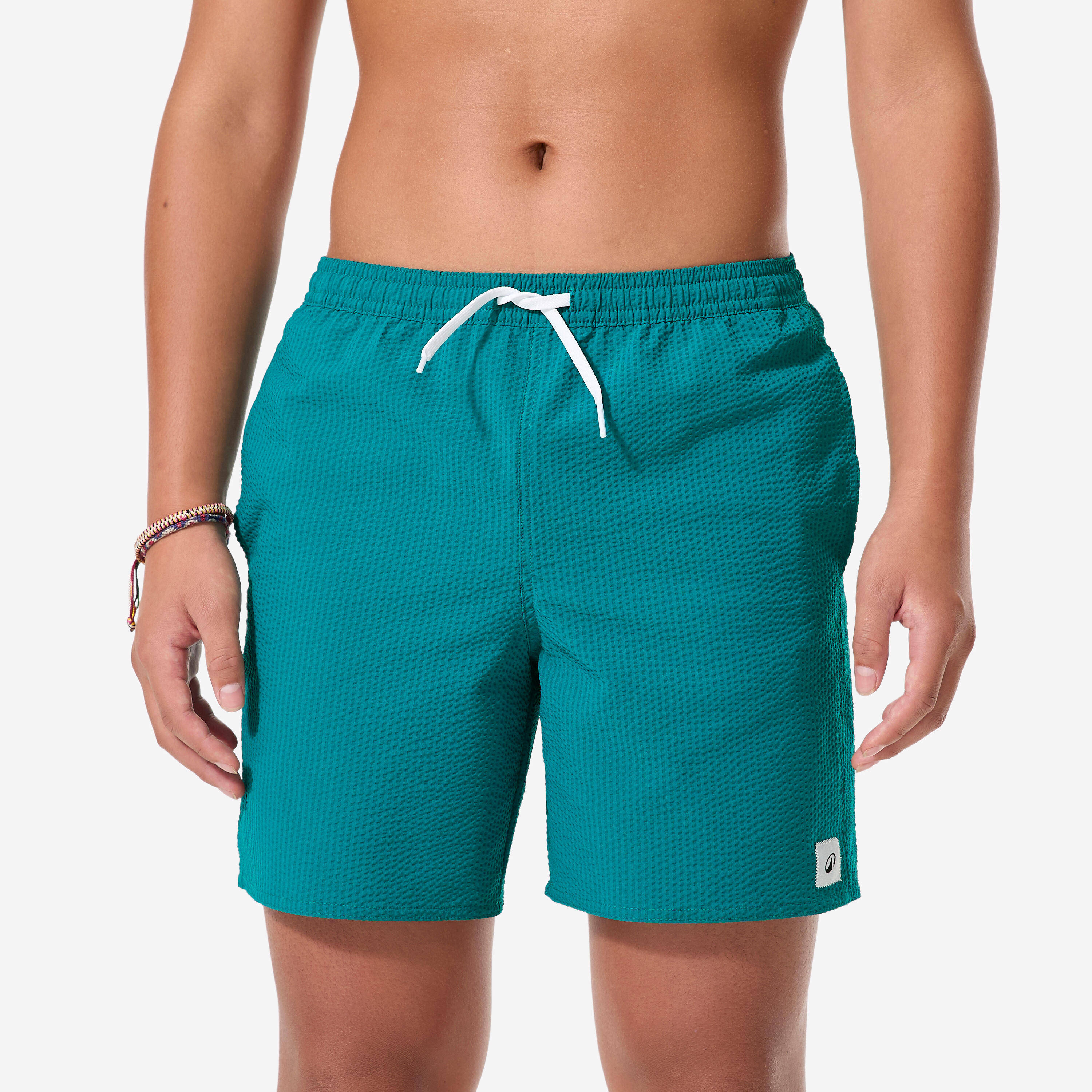 Boardshorts Kinder 100 Seersucker grün
