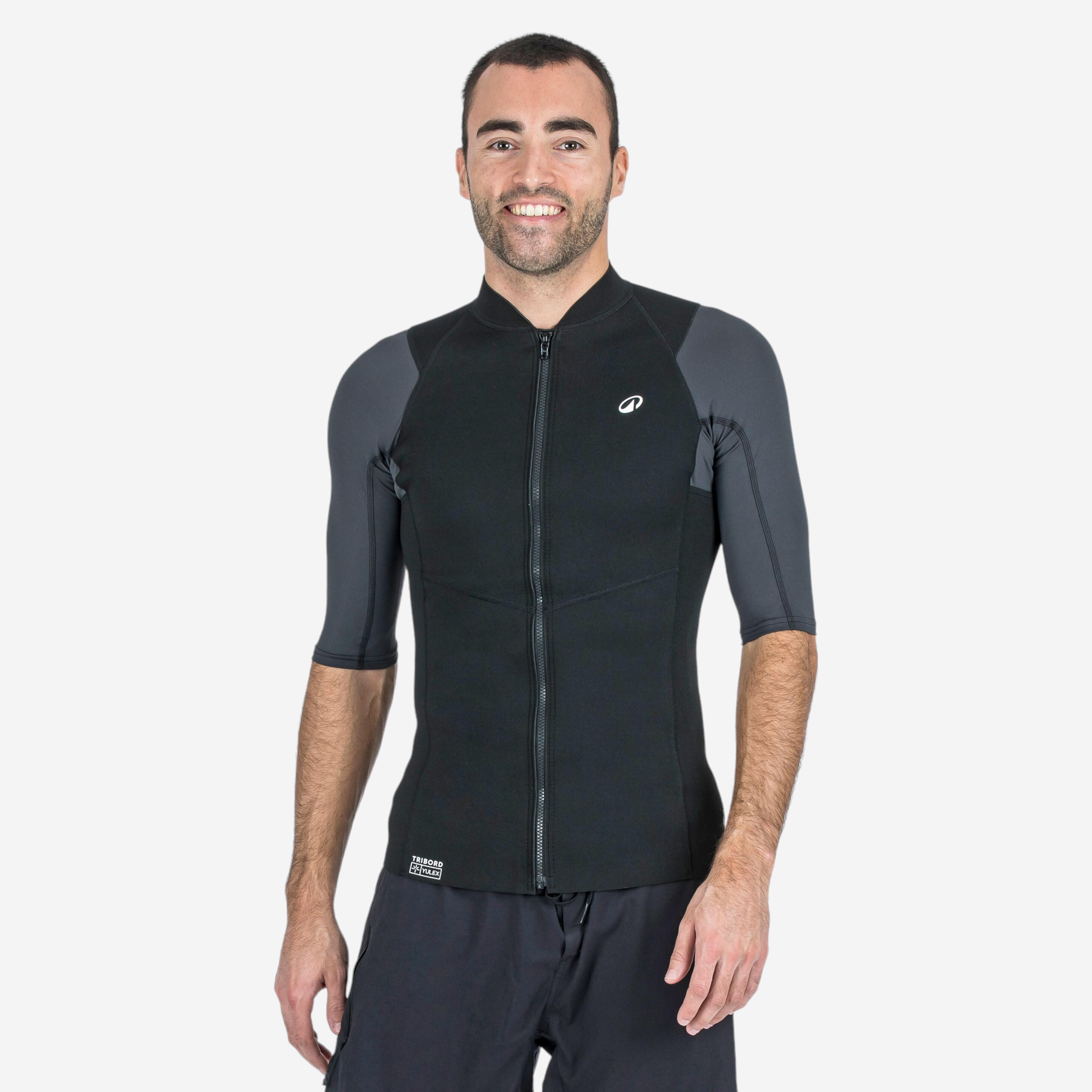 Neoprentop UV-Schutz kurzarm Herren Yulex 100 1,5 mm schwarz
