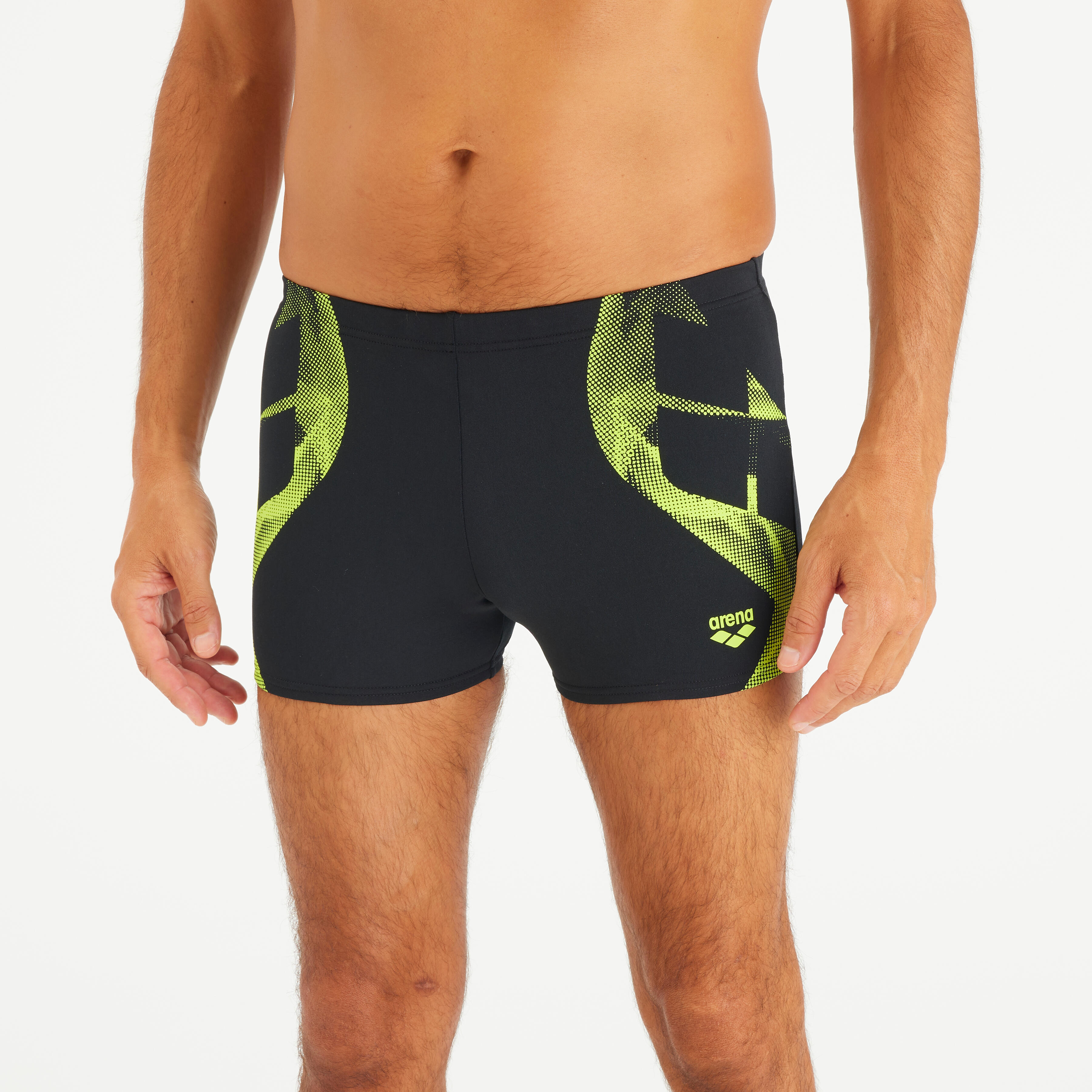 Badehose Miniboxer Herren Arena - schwarz/grün