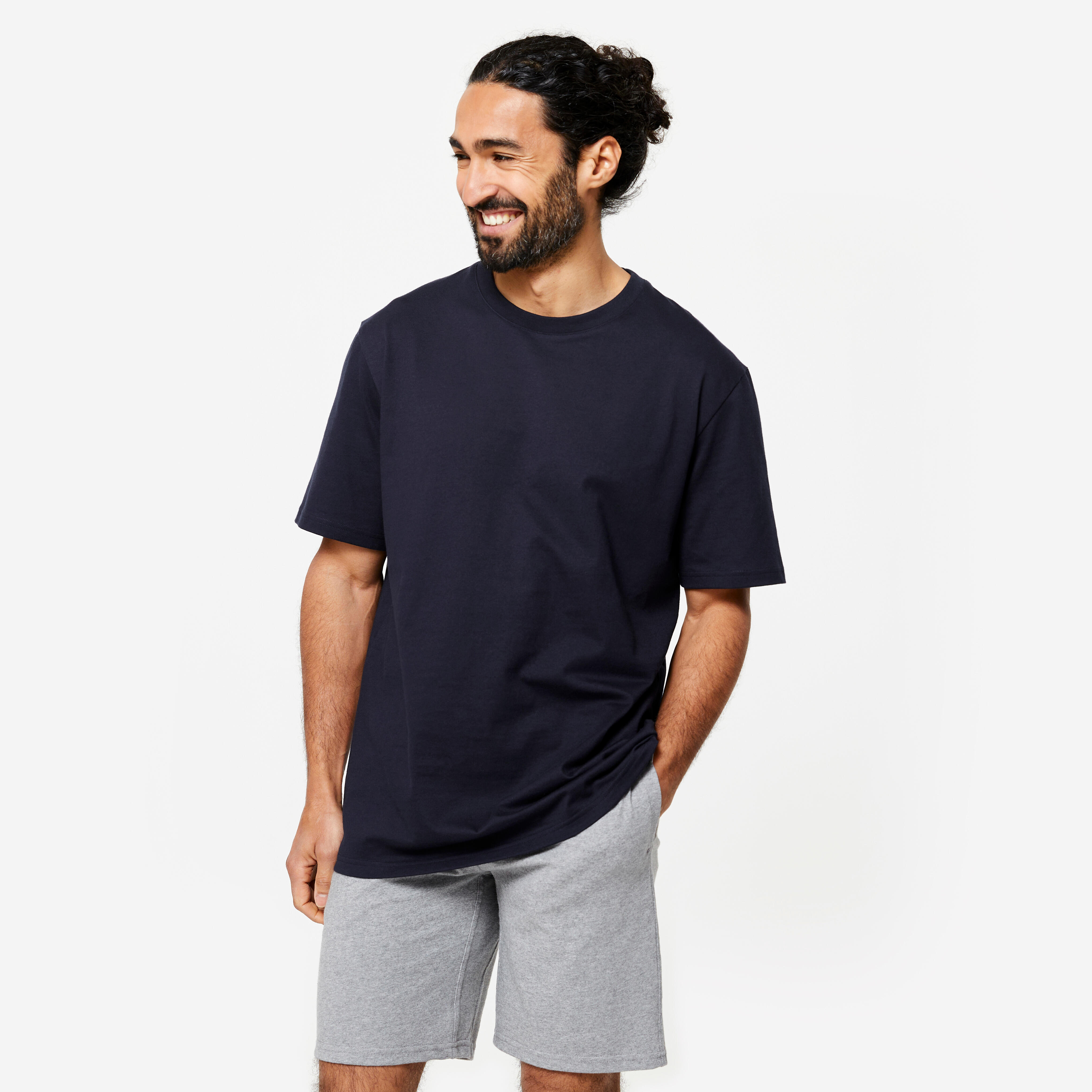 T-Shirt Herren Rundhalsausschnitt - schwarzblau