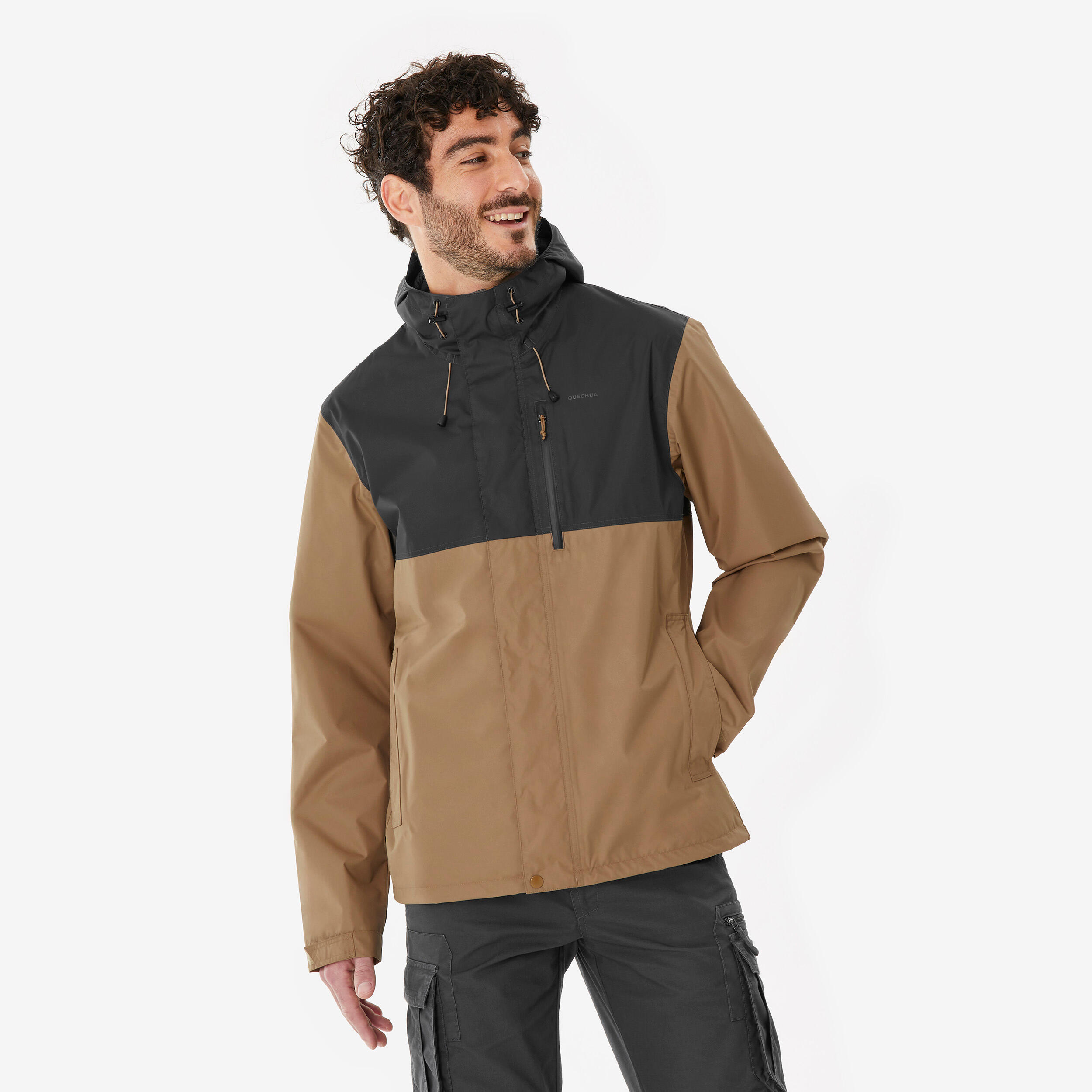 Regenjacke Herren wasserdicht Wandern - NH500 grau