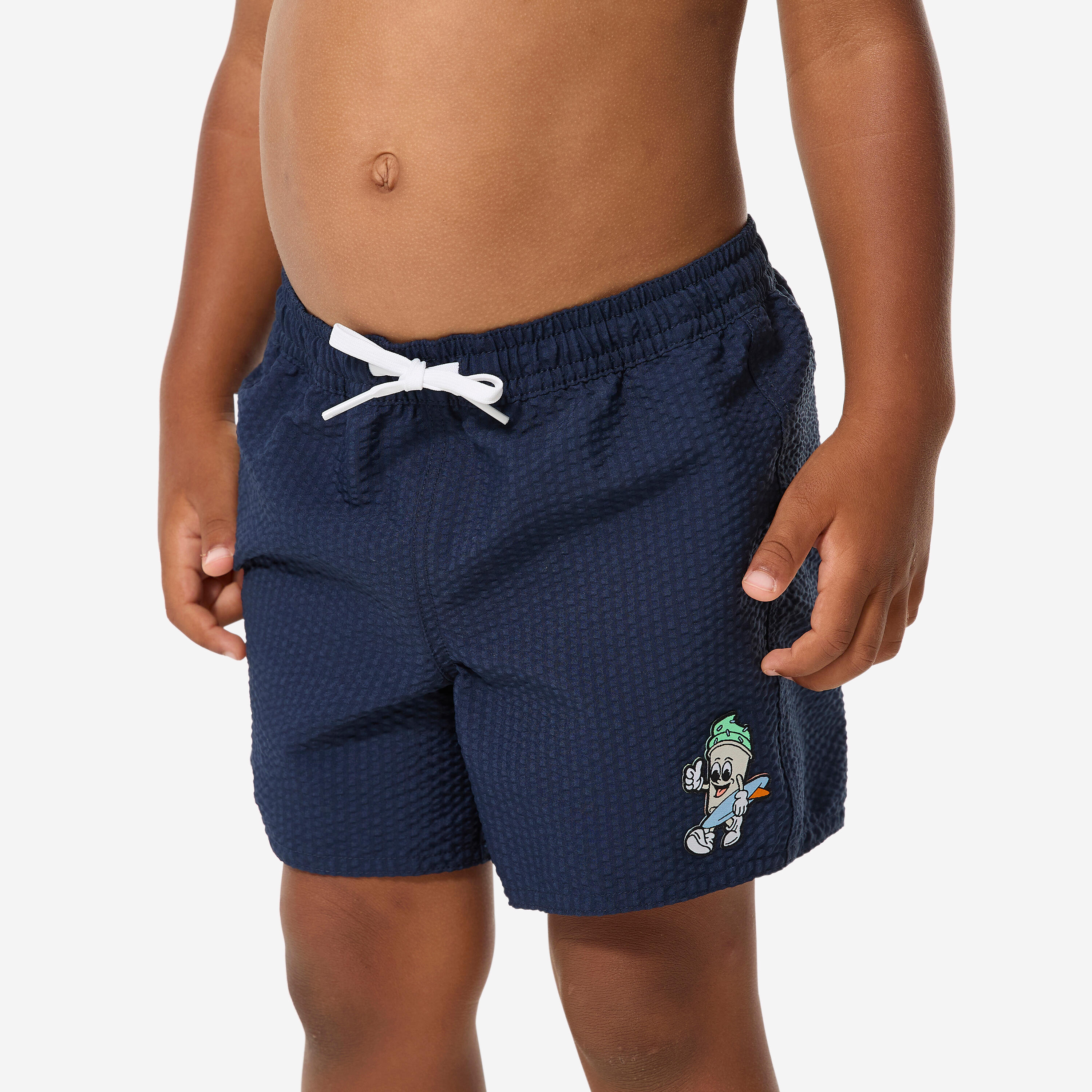 Boardshorts Surf Kinder Strukturstoff 100 marineblau