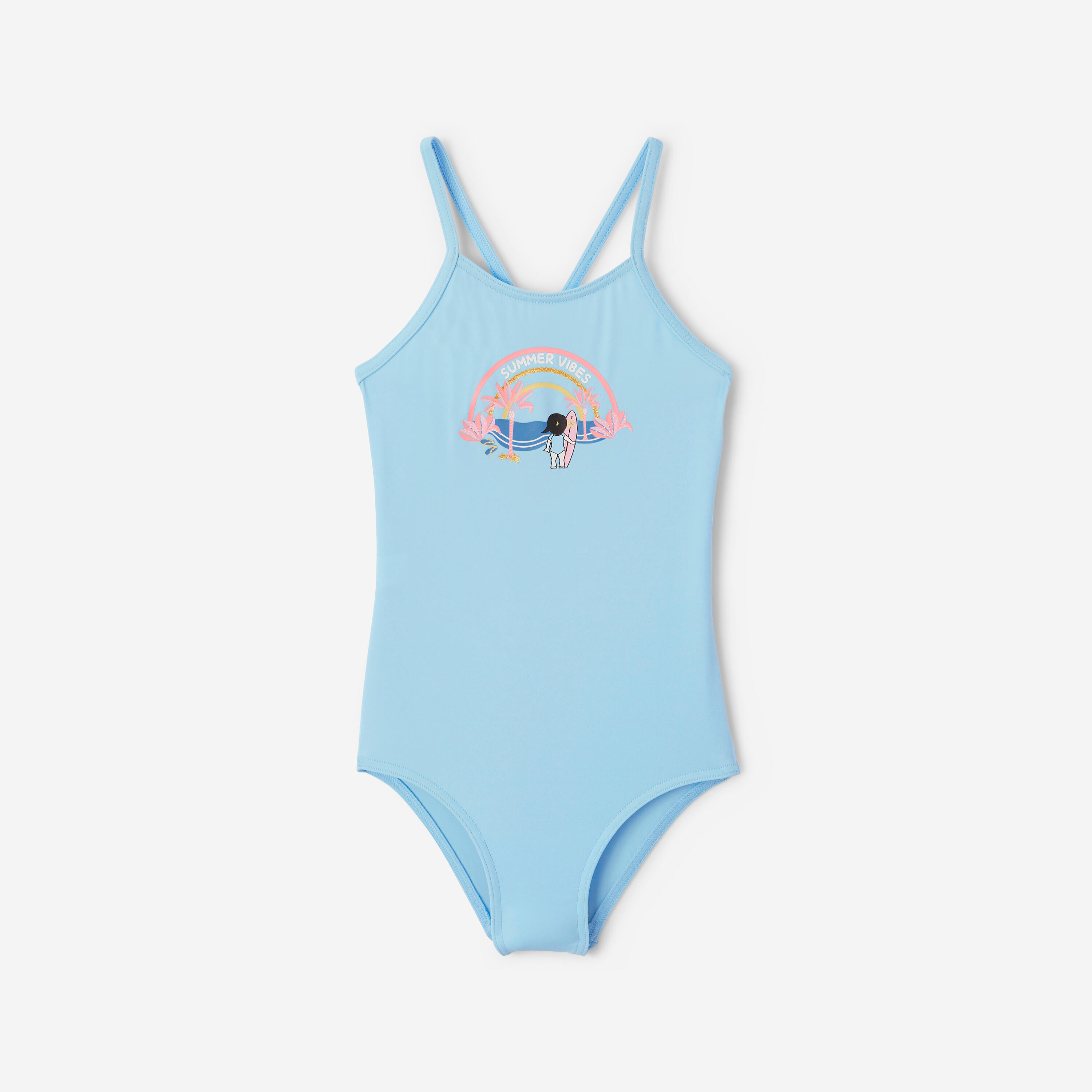 Badeanzug Surfen Mädchen Hanalei Summer Vibes hellblau