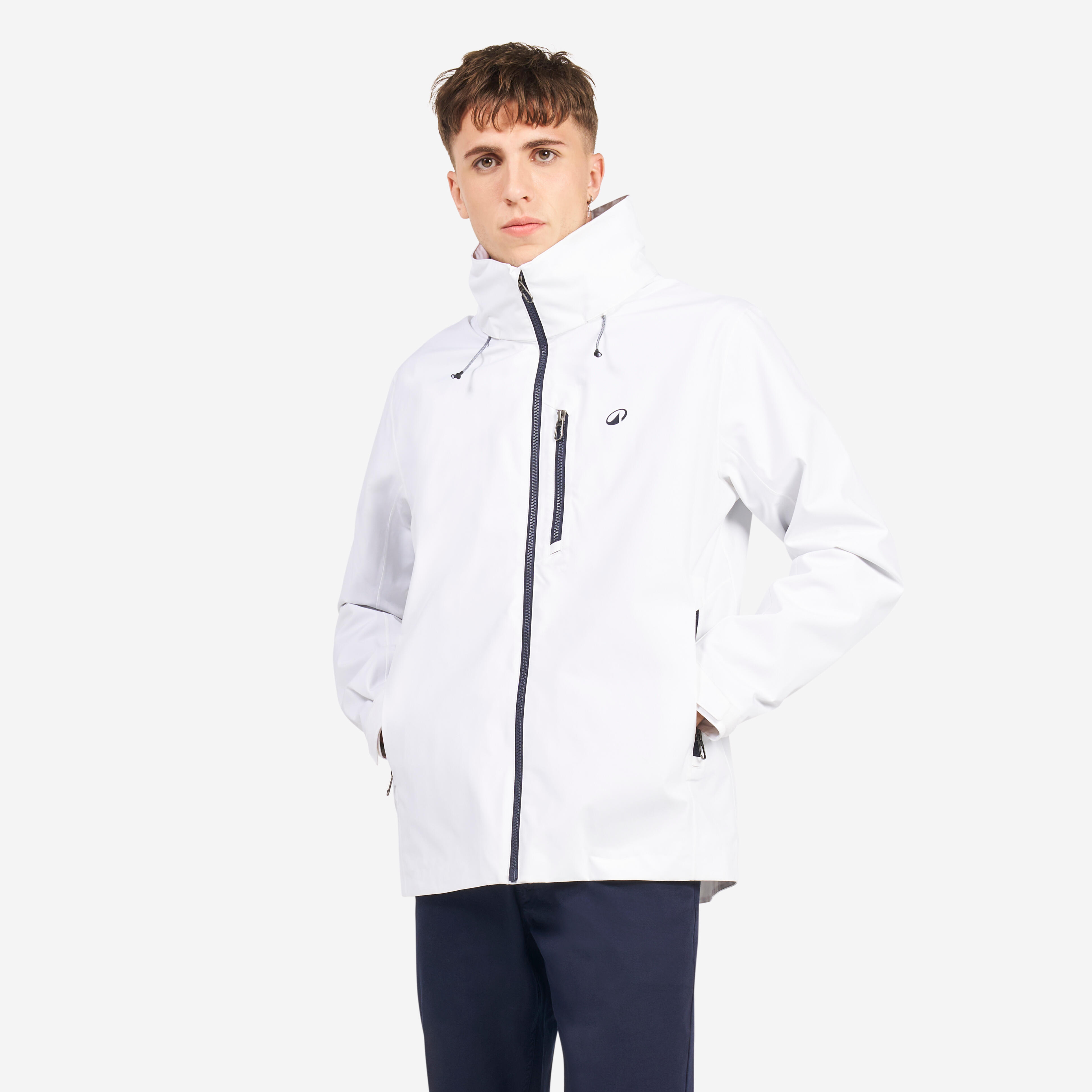 Segeljacke Herren wasserdicht winddicht Sailing 500 weiß