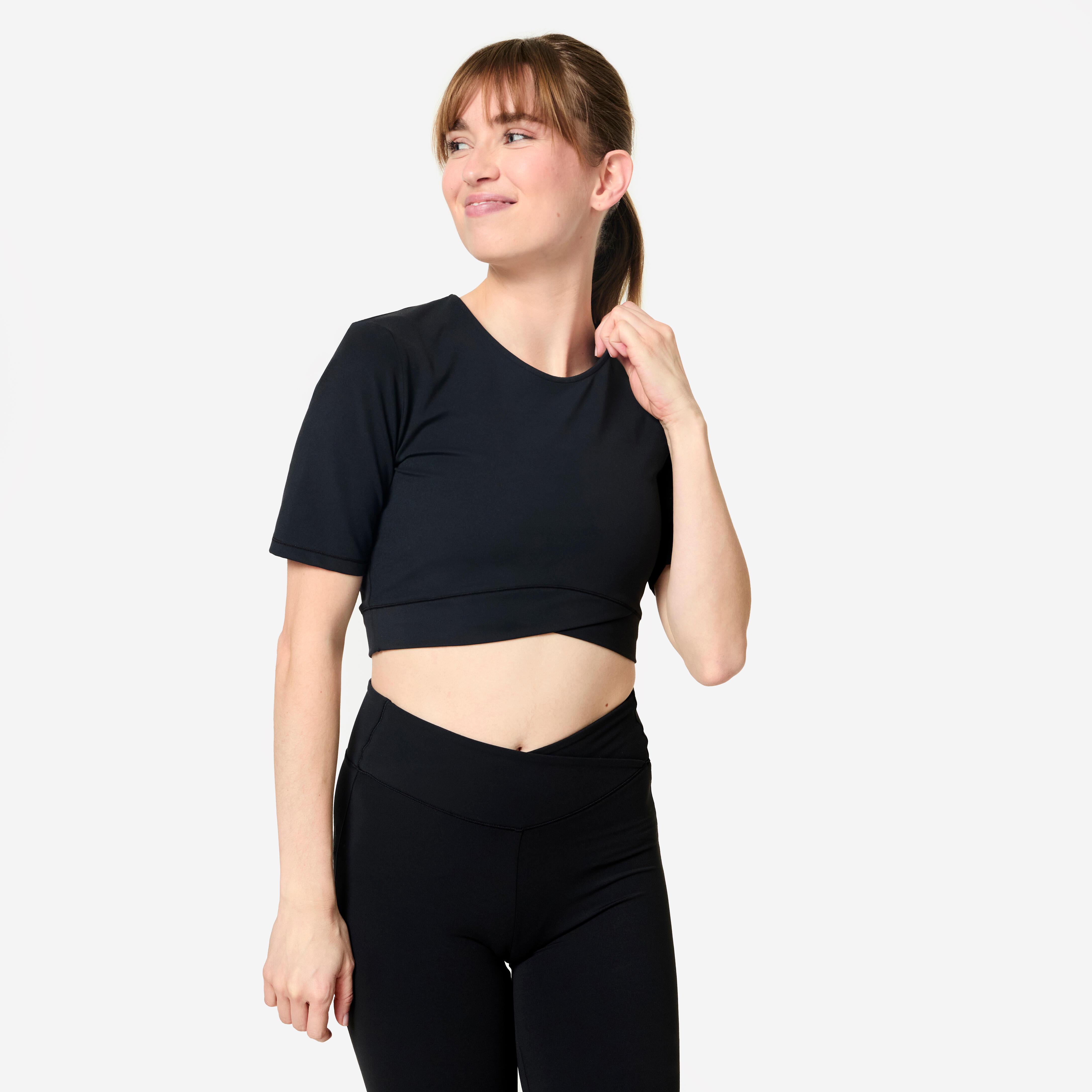 T-Shirt Damen Crop Top gekreuzt