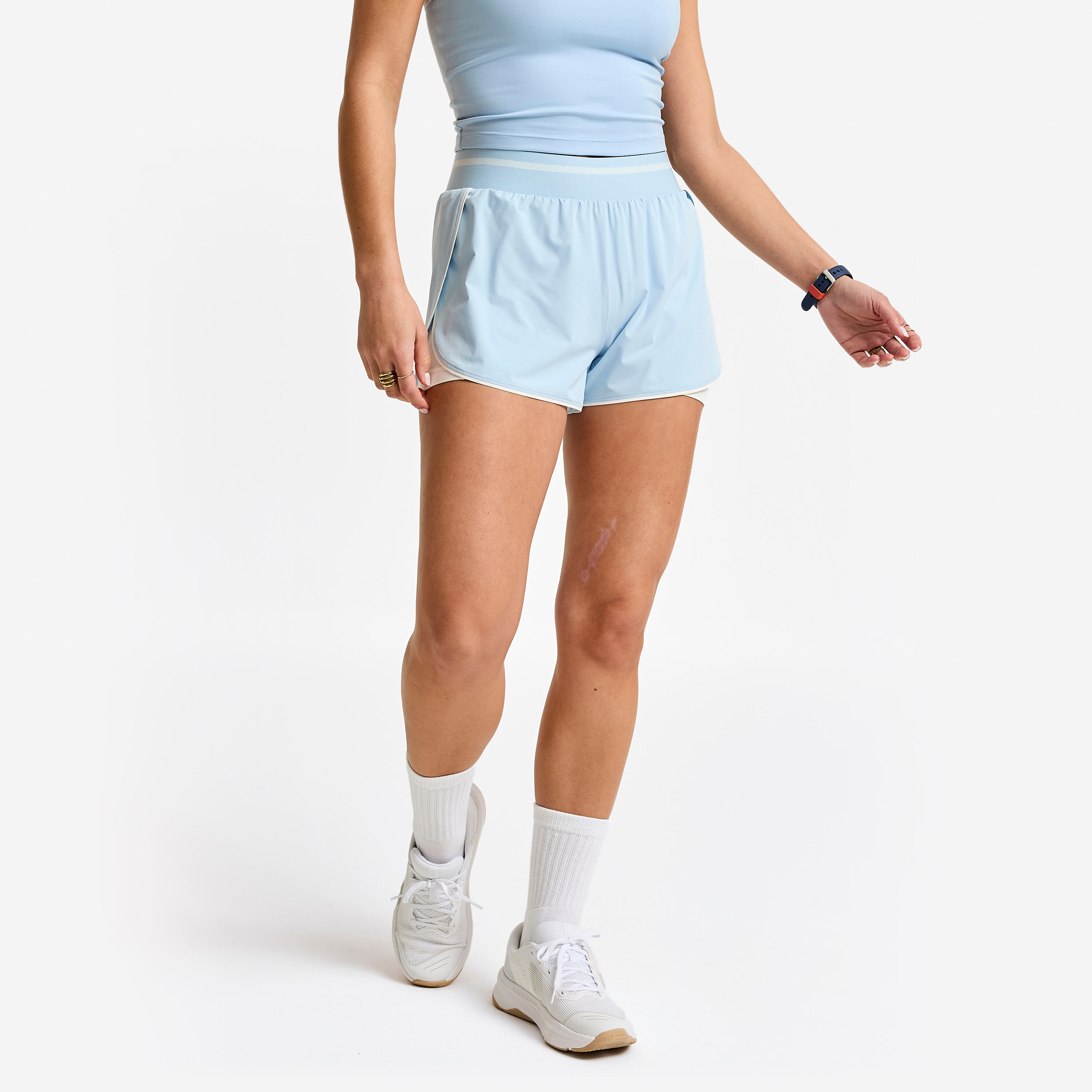 Shorts Damen doppellagig - hellblau