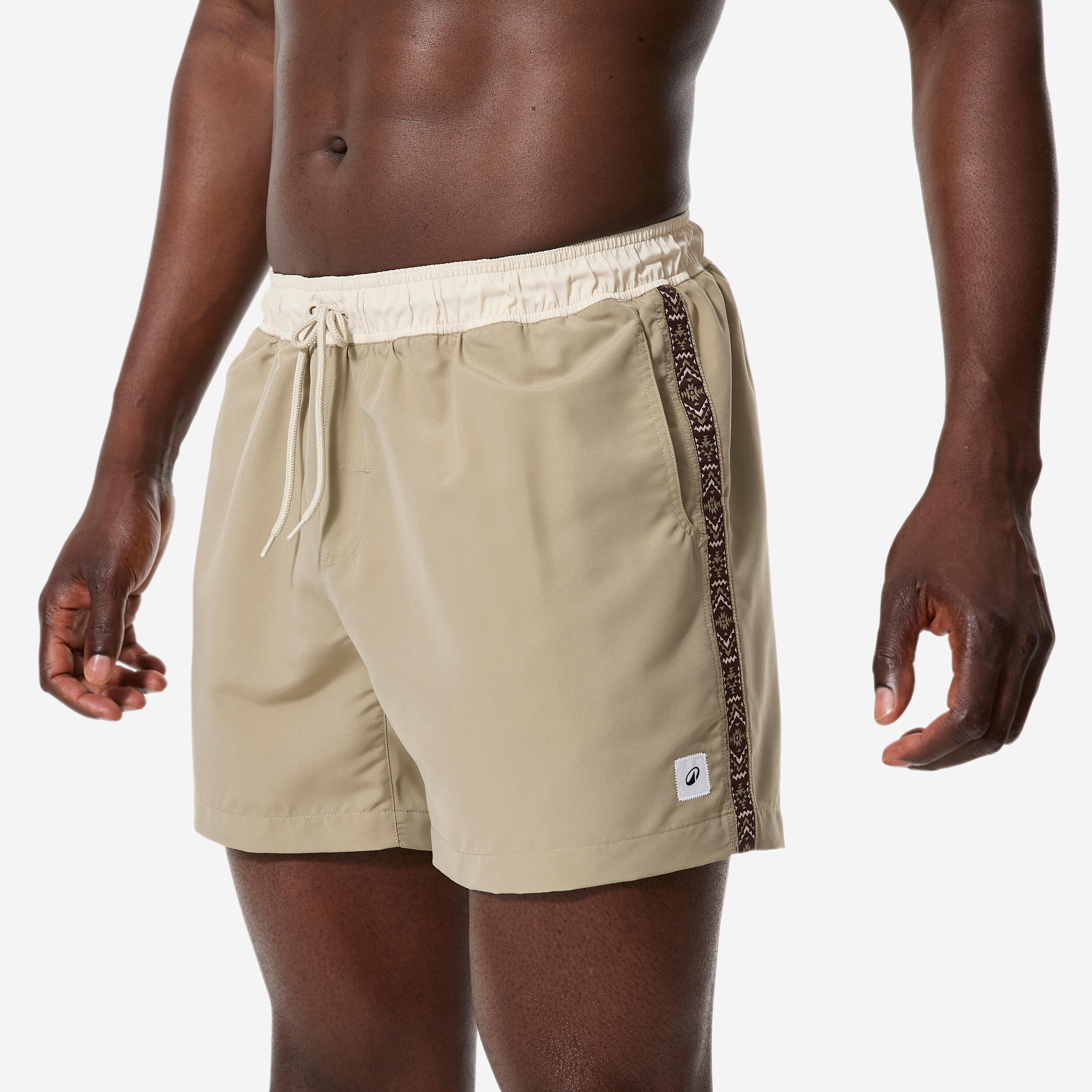 Boardshorts Herren kurz 100 Geo Retro 15'' beige