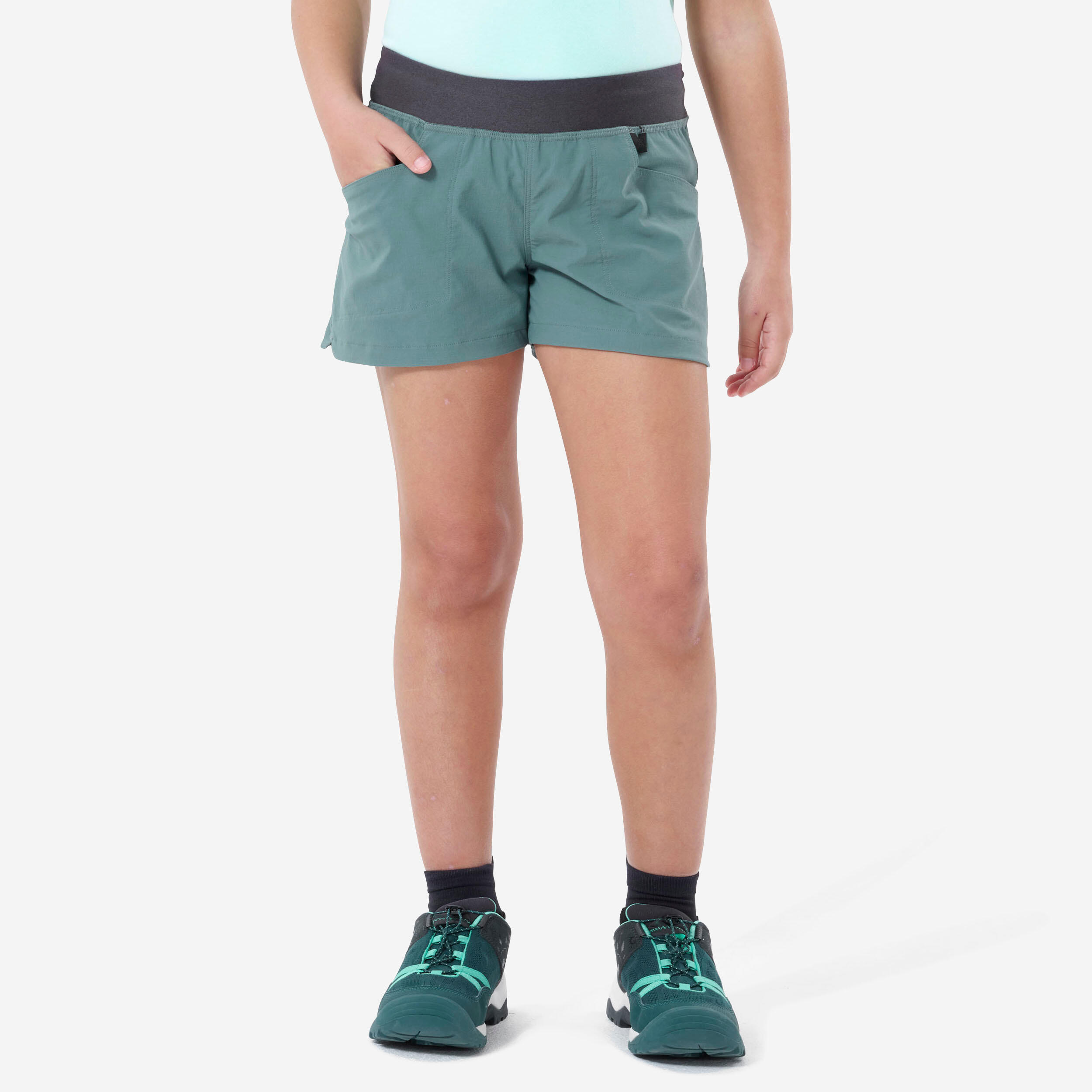Wandershorts MH500 Kinder Gr. 122–170 grün/grau
