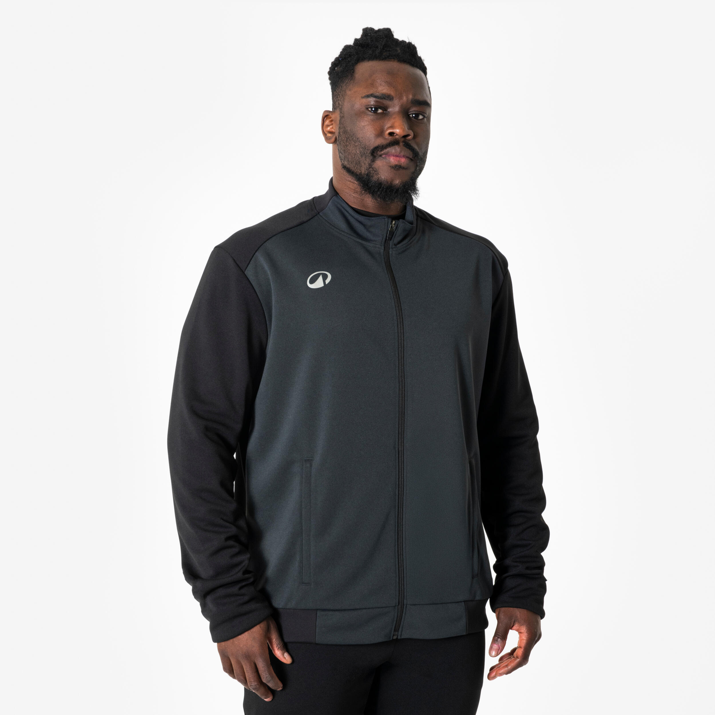 Damen/Herren Fußball Trainingsjacke - Essential schwarz/grau