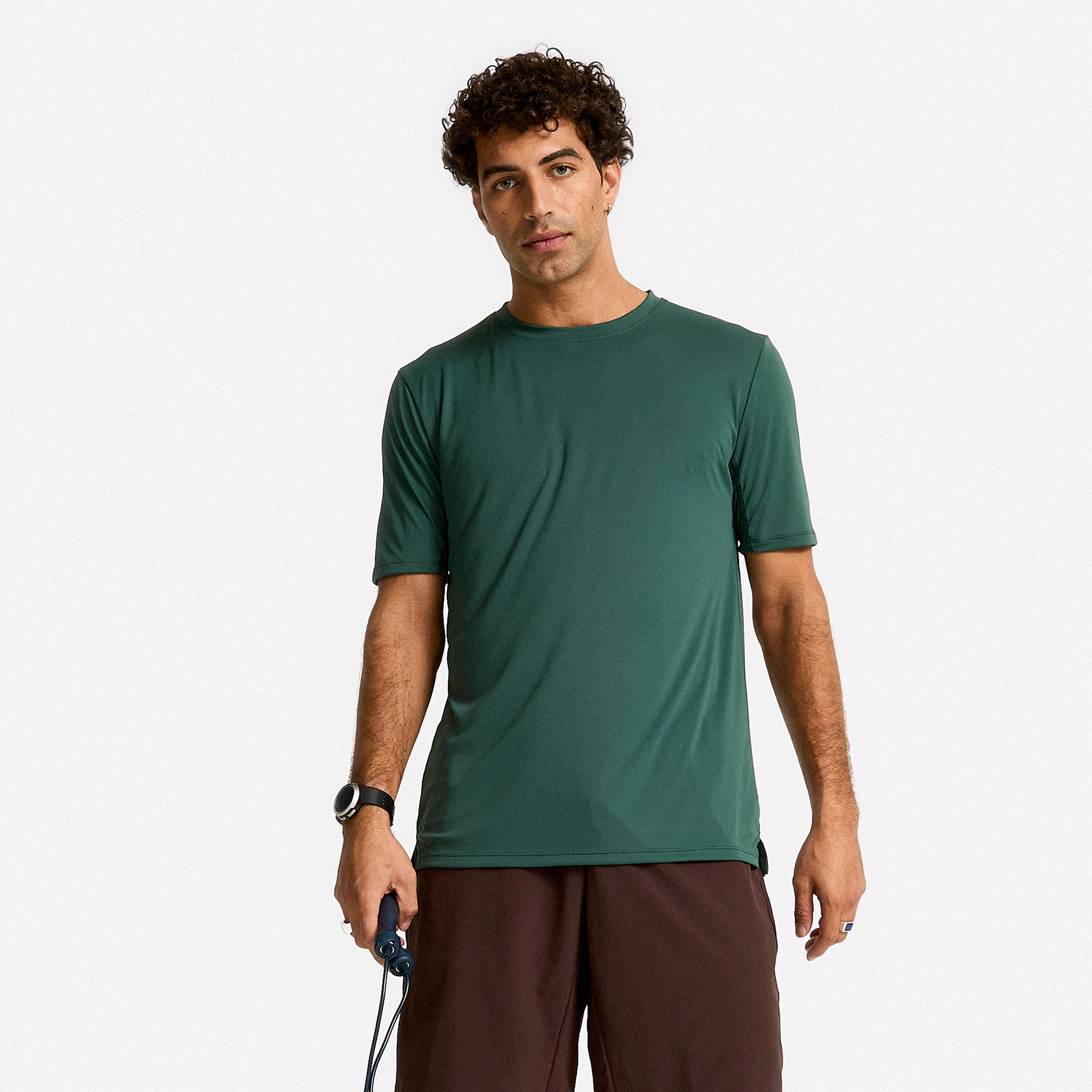 T-Shirt Herren Rundhals atmungsaktiv - dunkelgrün