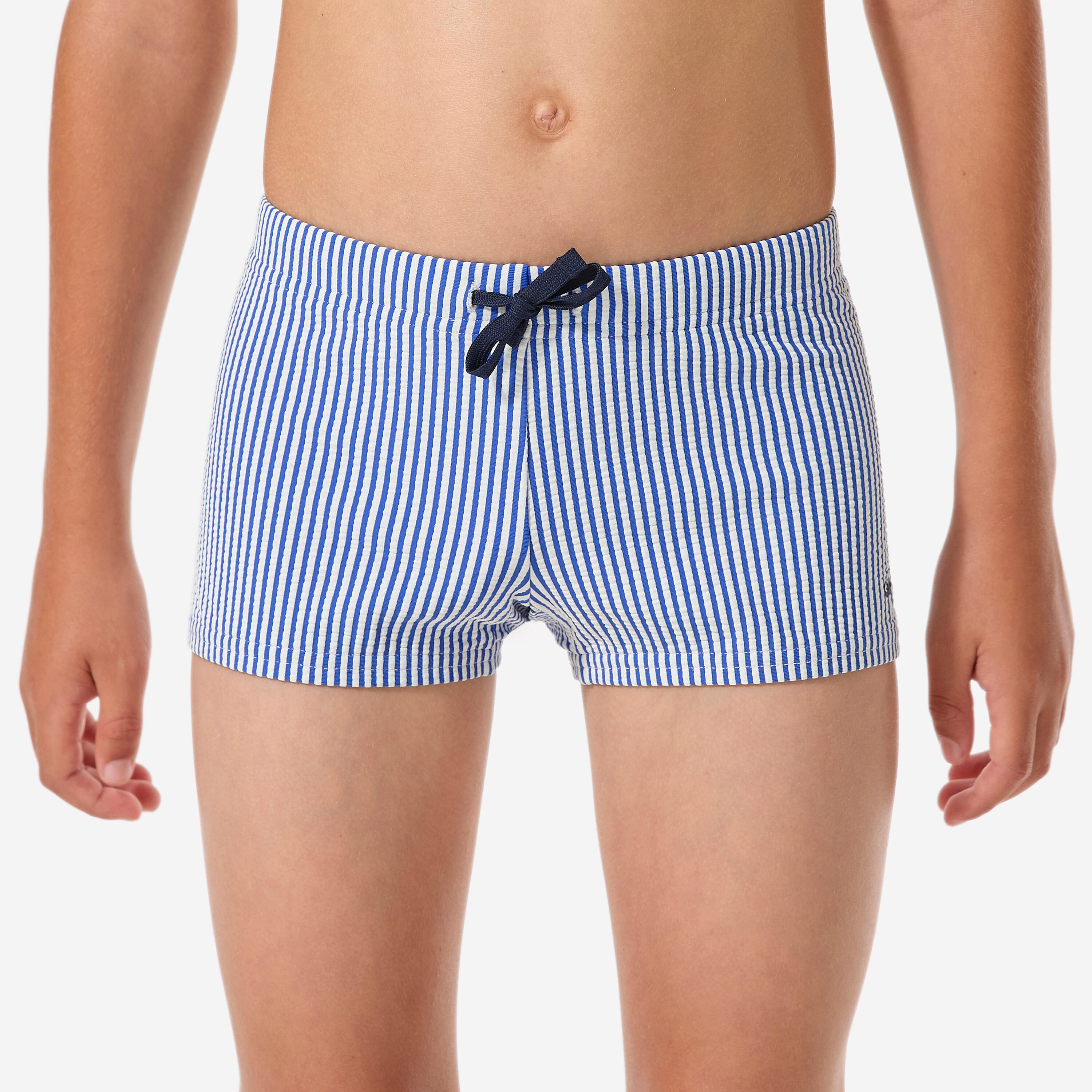 Badehose Boxer Jungen strukturiert - Fiti gestreift blau