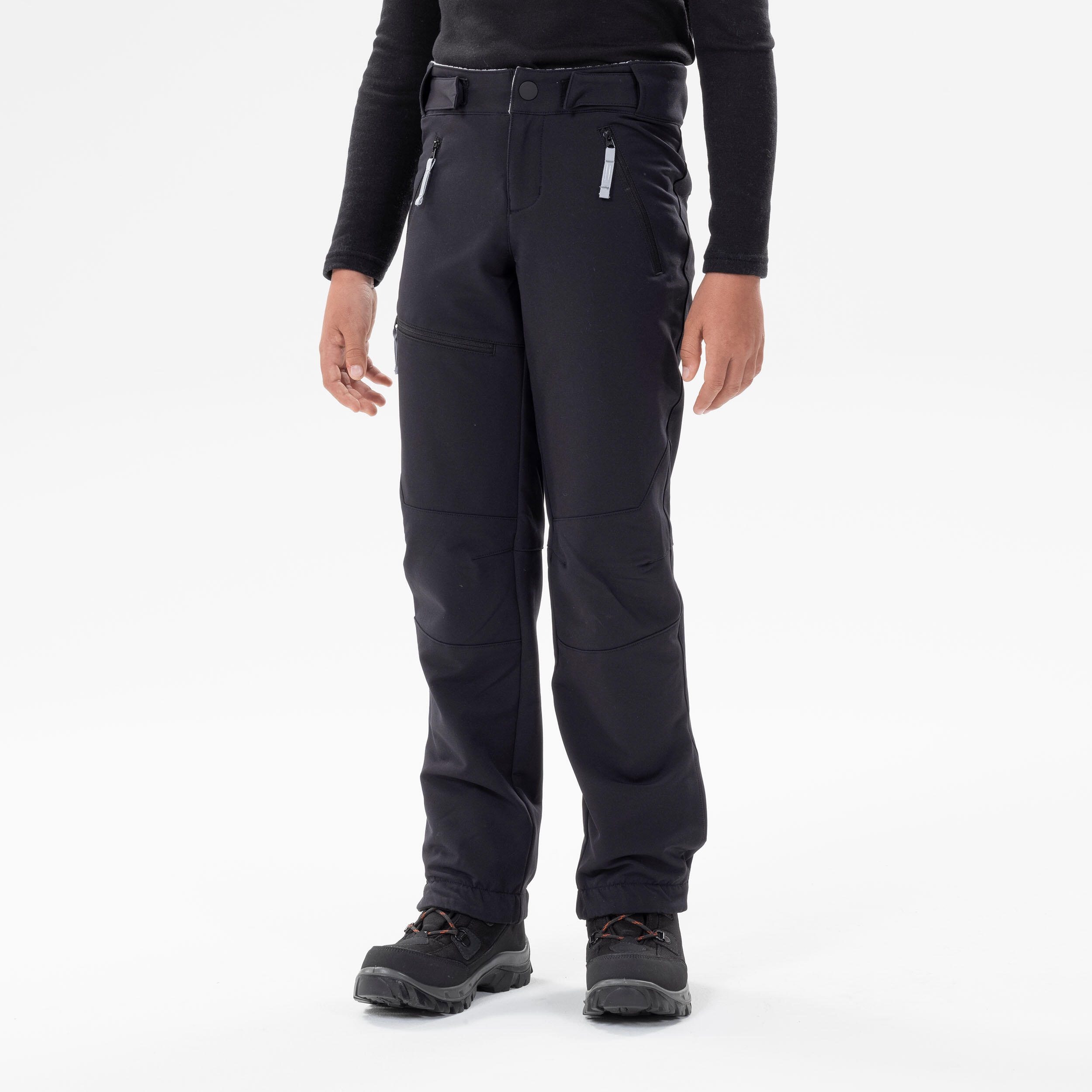 Softshellhose Kinder Gr. 122–170 warm Wandern - MH500 schwarz