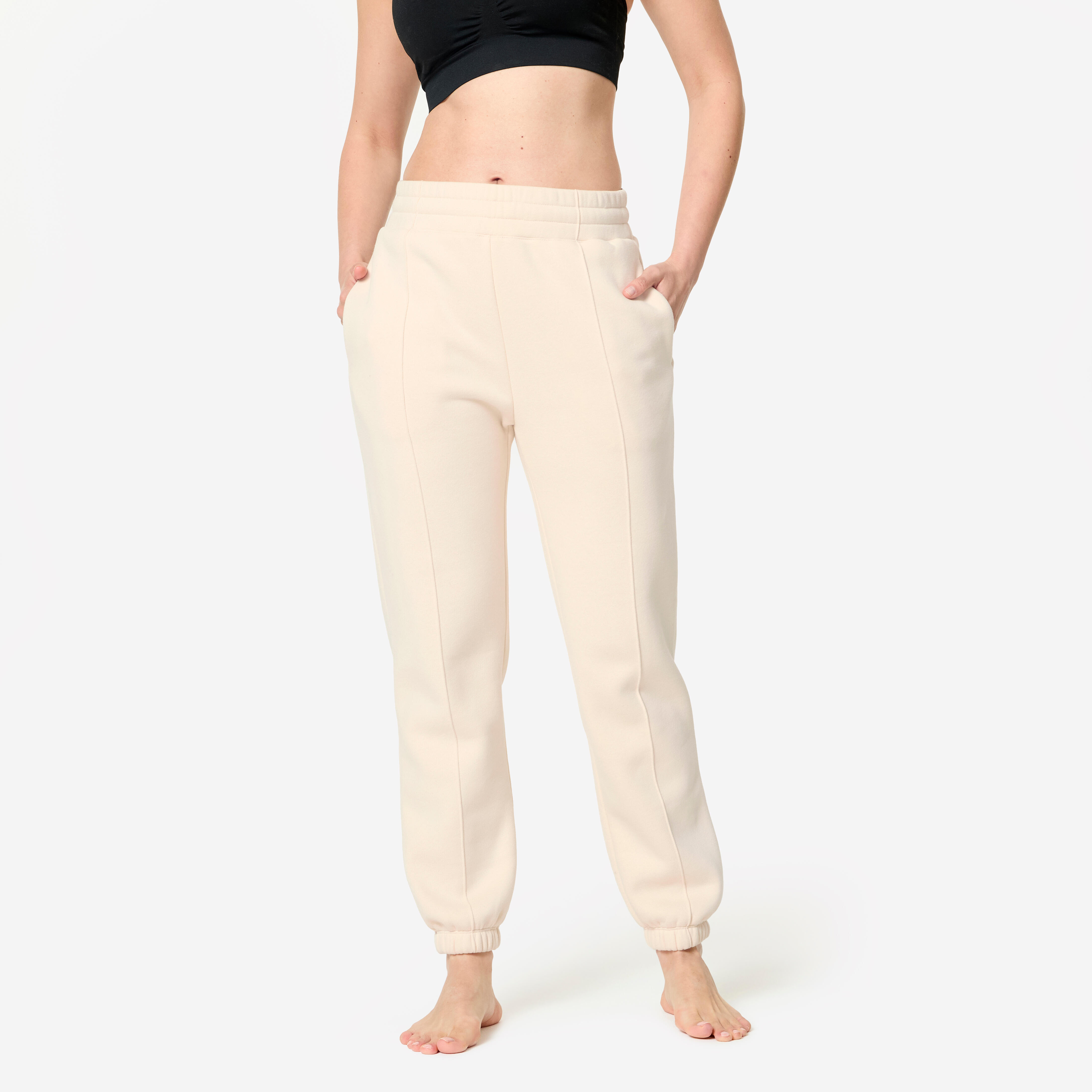 Jogginghose Damen Fleece warm - beige