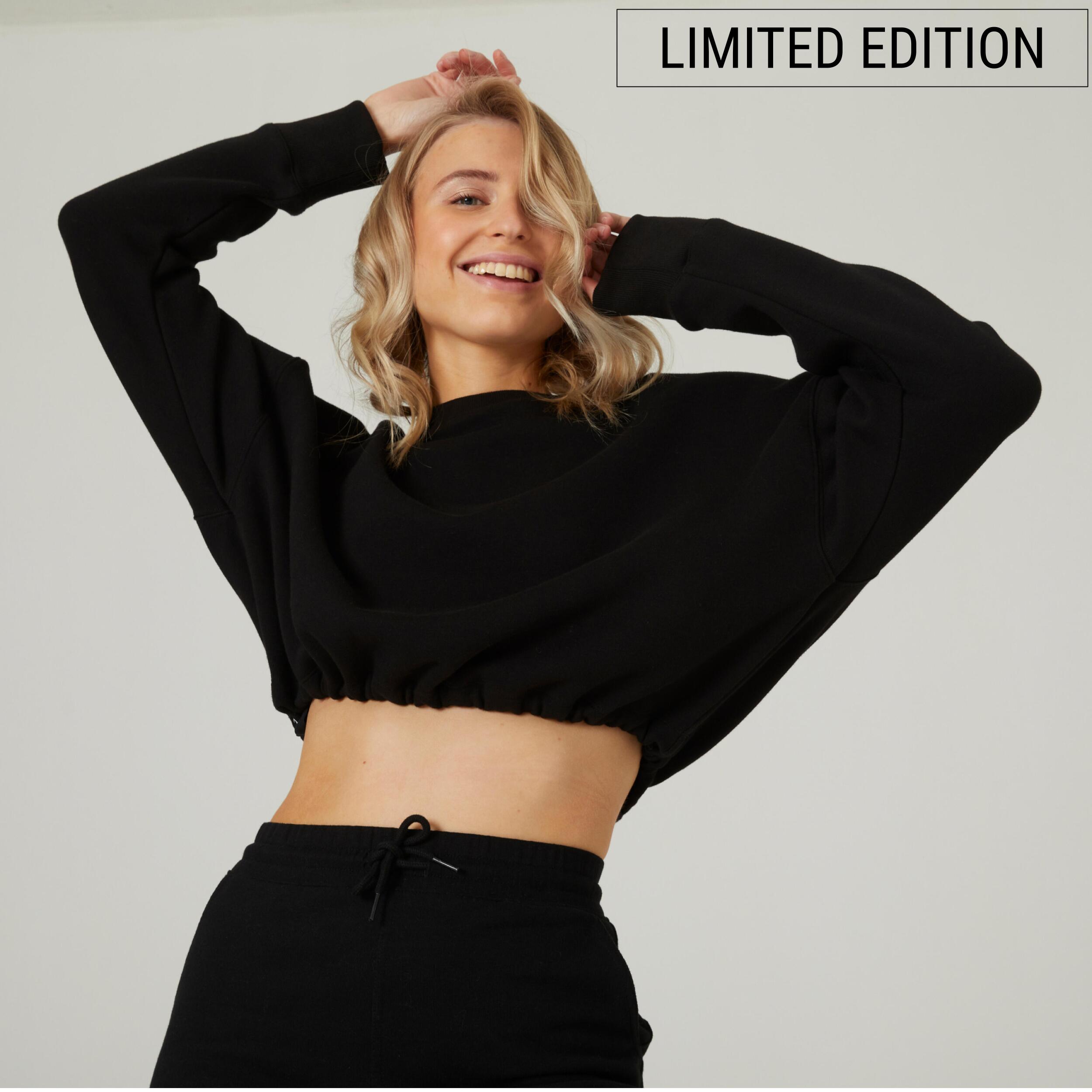 Sweatshirt Damen Crop - schwarz