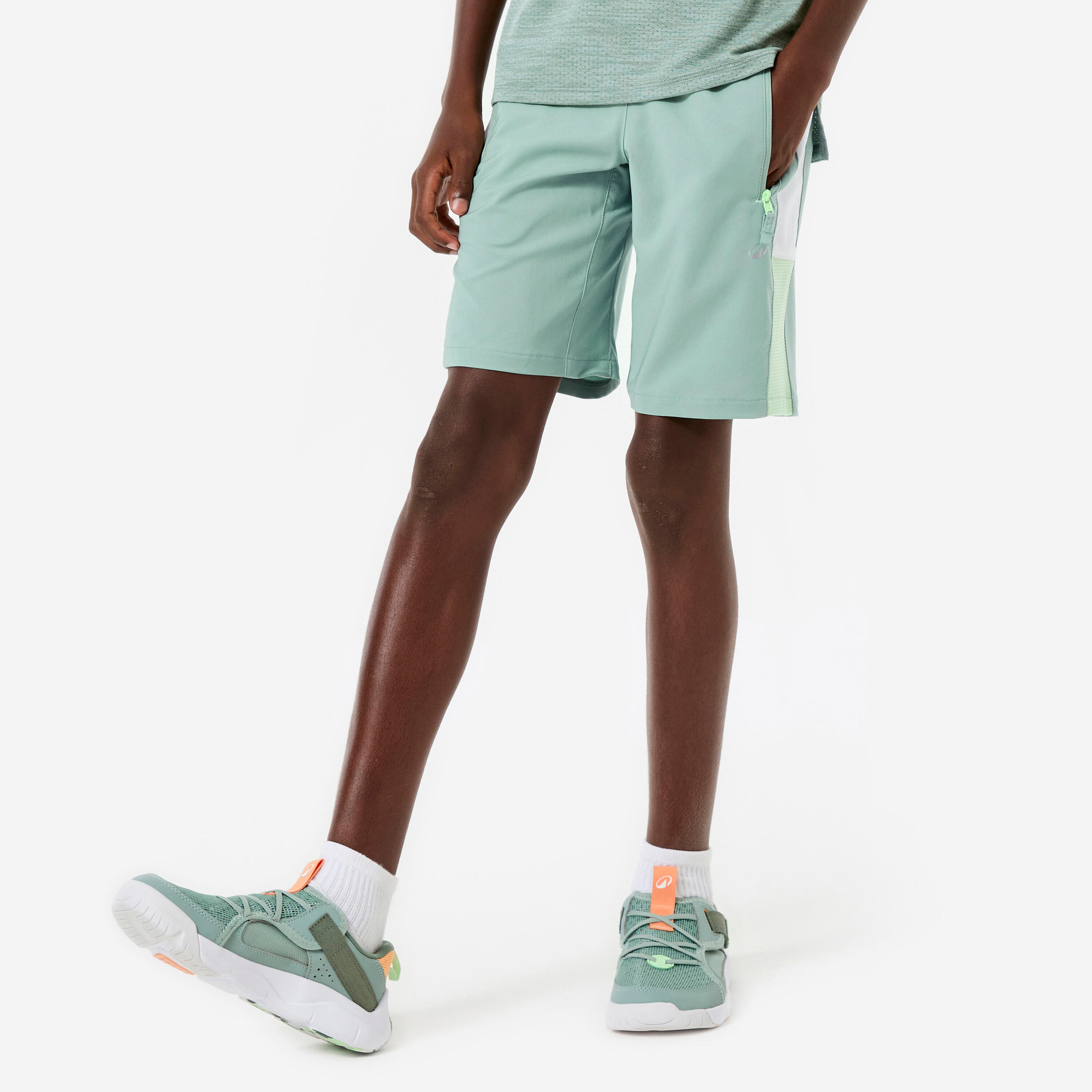 Shorts Kinder atmungsaktiv - grün/weiß