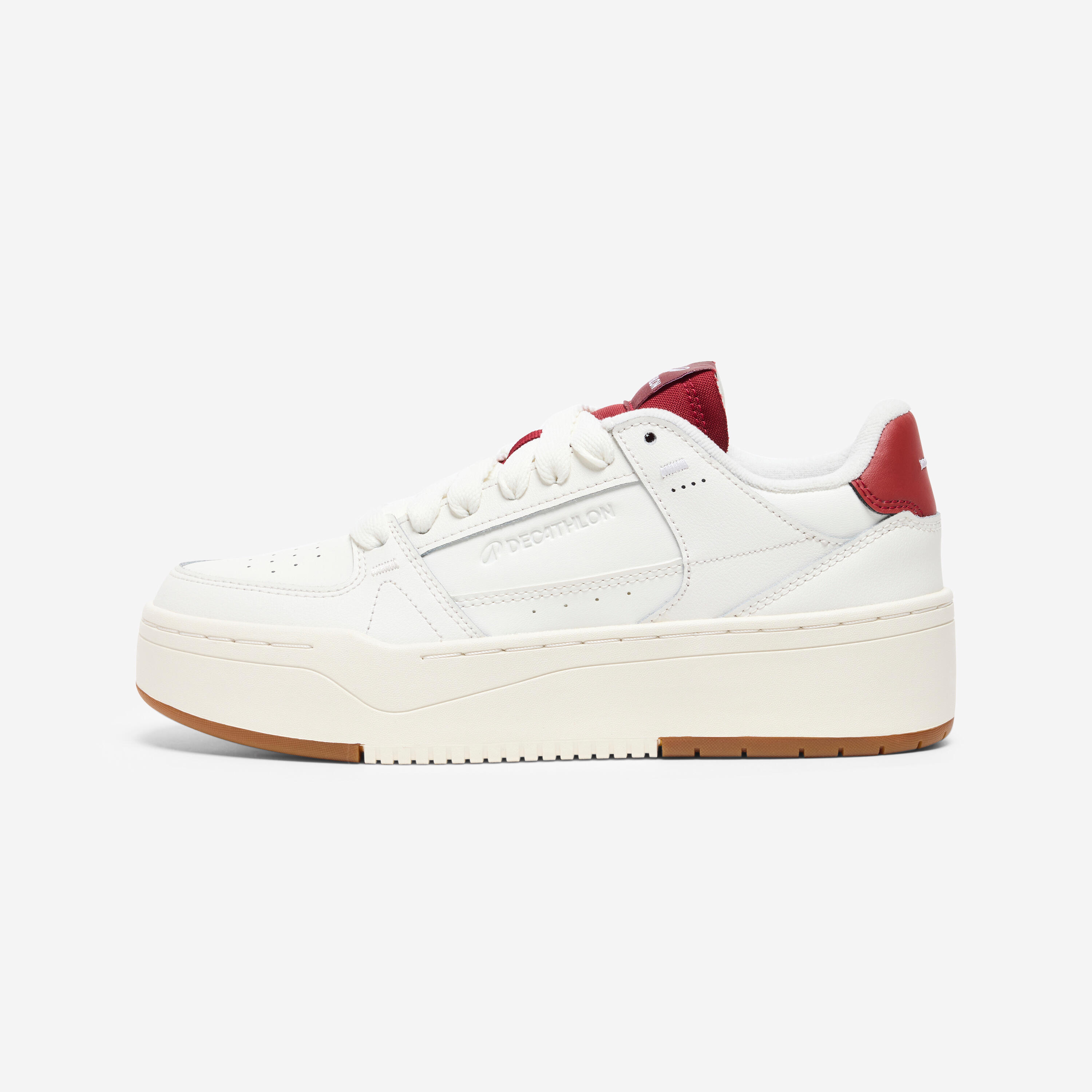 Sneaker Damen Leder - CJ80 Platform weiß/bordeaux