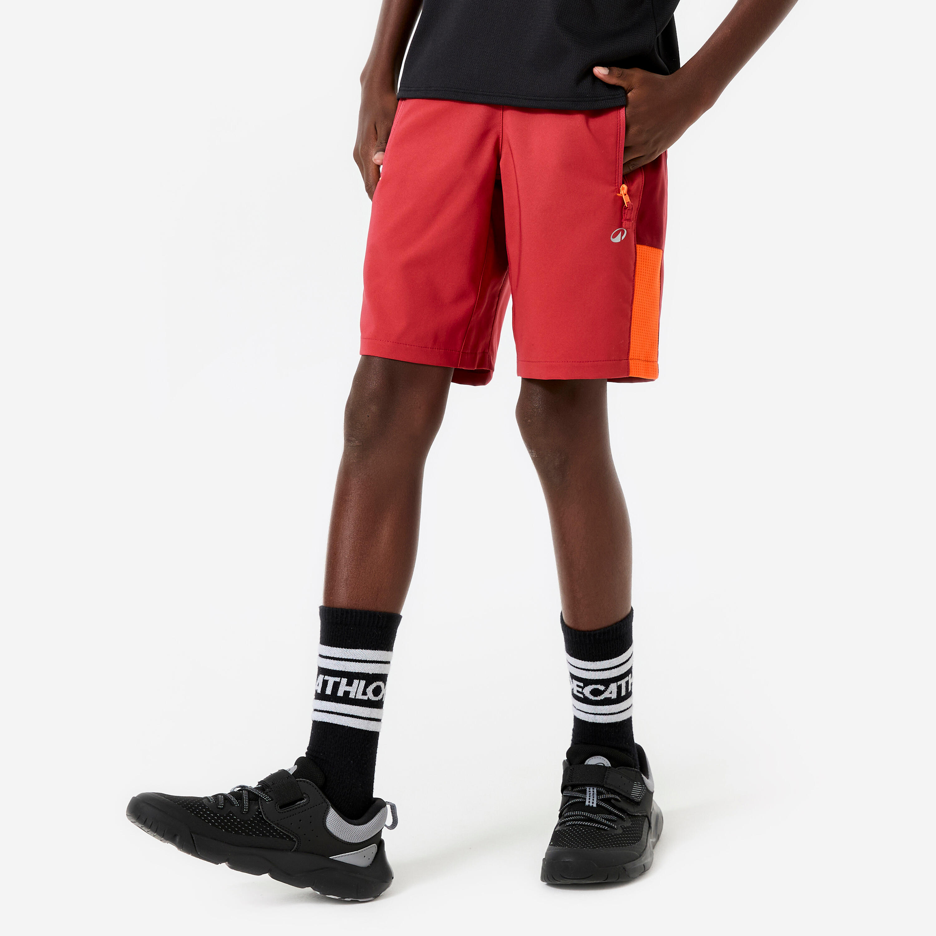Shorts Kinder atmungsaktiv - bordeauxrot/orange