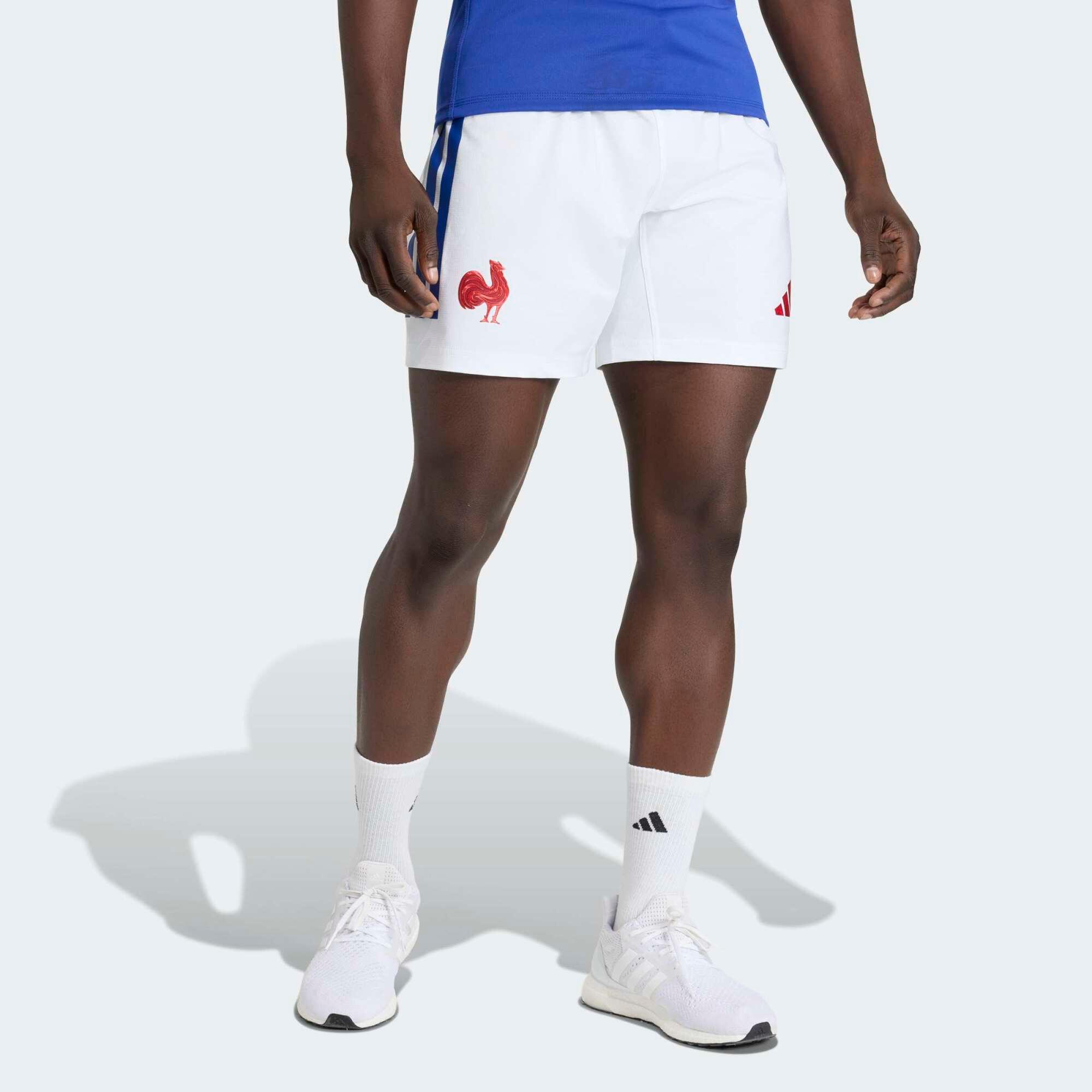Damen/Herren Rugby Short - ADIDAS Frankreich 2025/2026 weiß