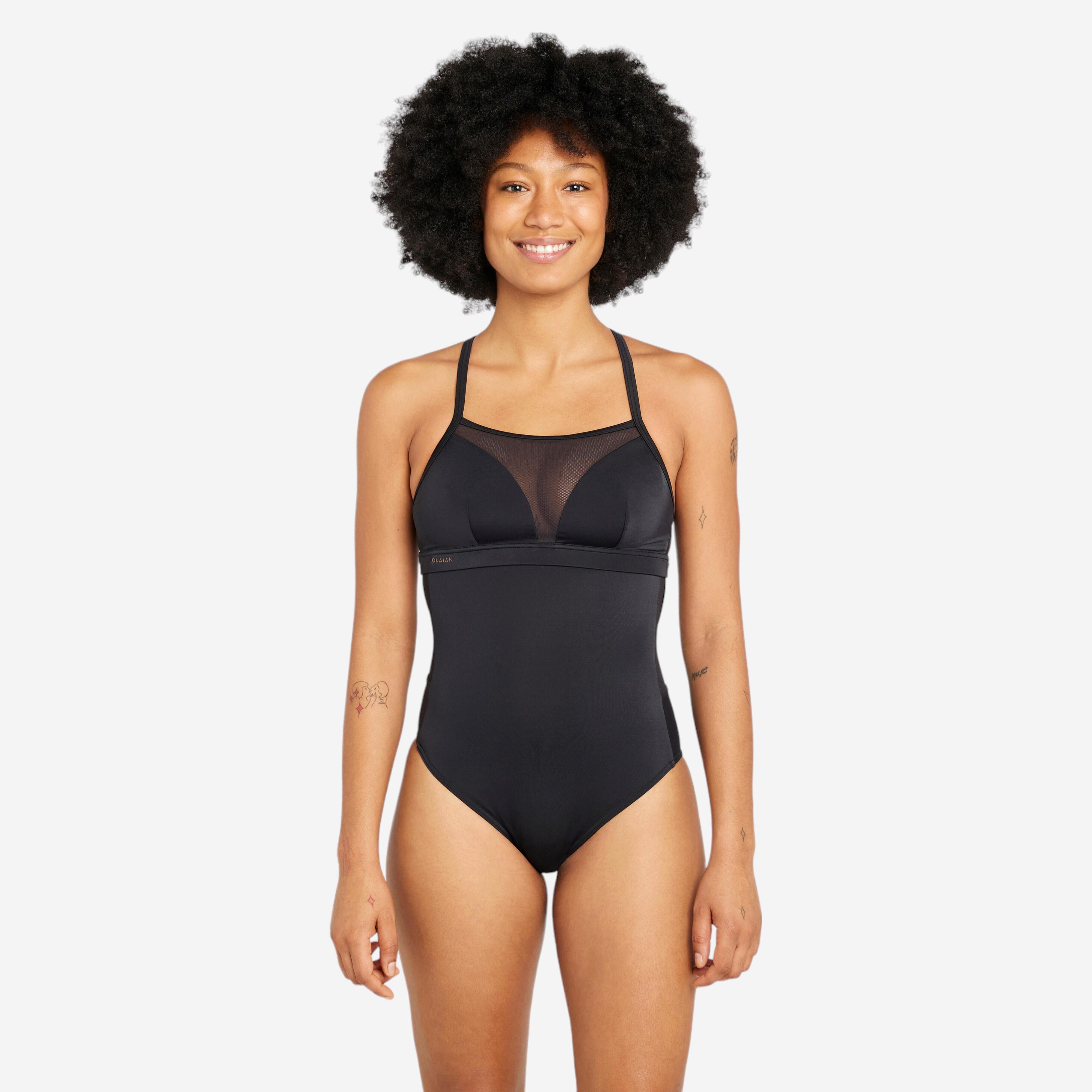 Badebekleidung Damen gekreuzte Rückenträger verstellbar Elise schwarz