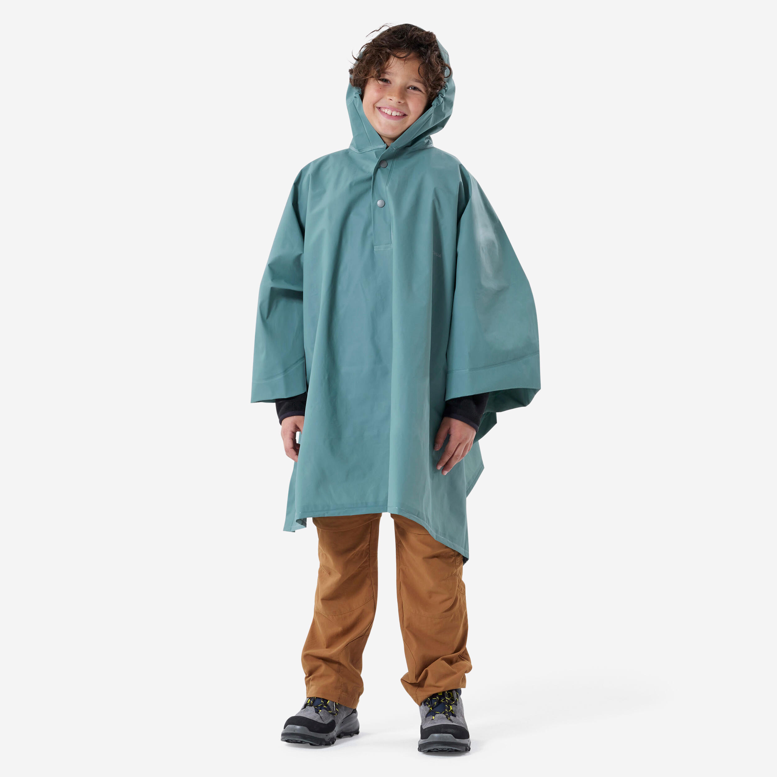 Poncho Regencape Kinder Gr. 122–170 Wandern - MH100 grün