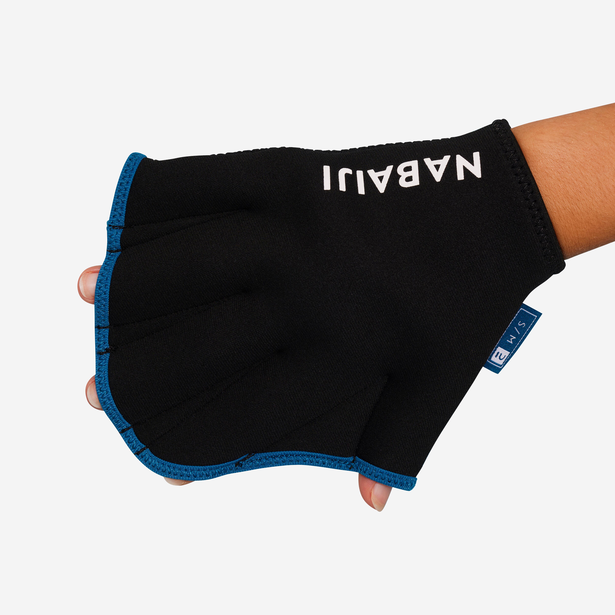 Aquahandschuhe Aquagym Neopren in Schwimmflossenform - schwarz/blau
