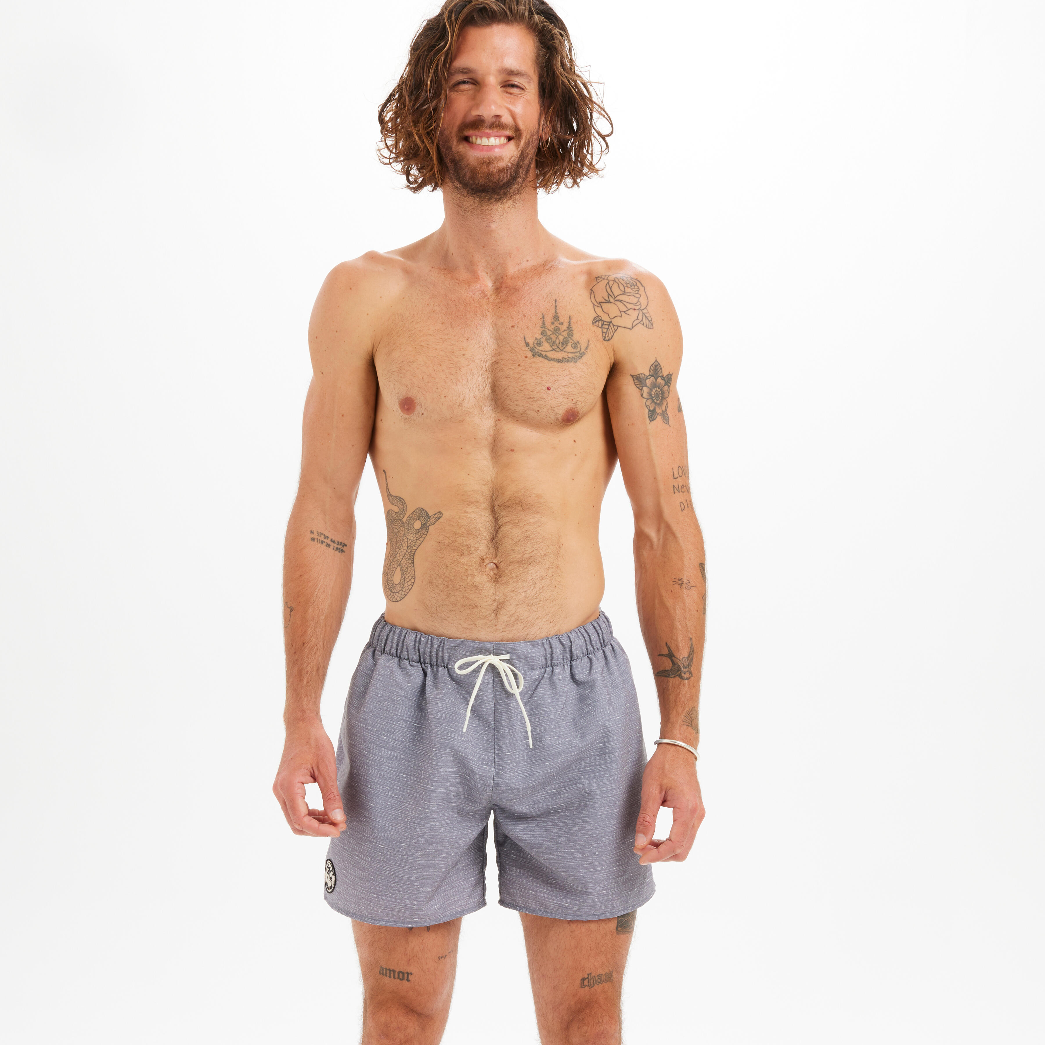 Boardshorts Herren BS100 15" Heather grau