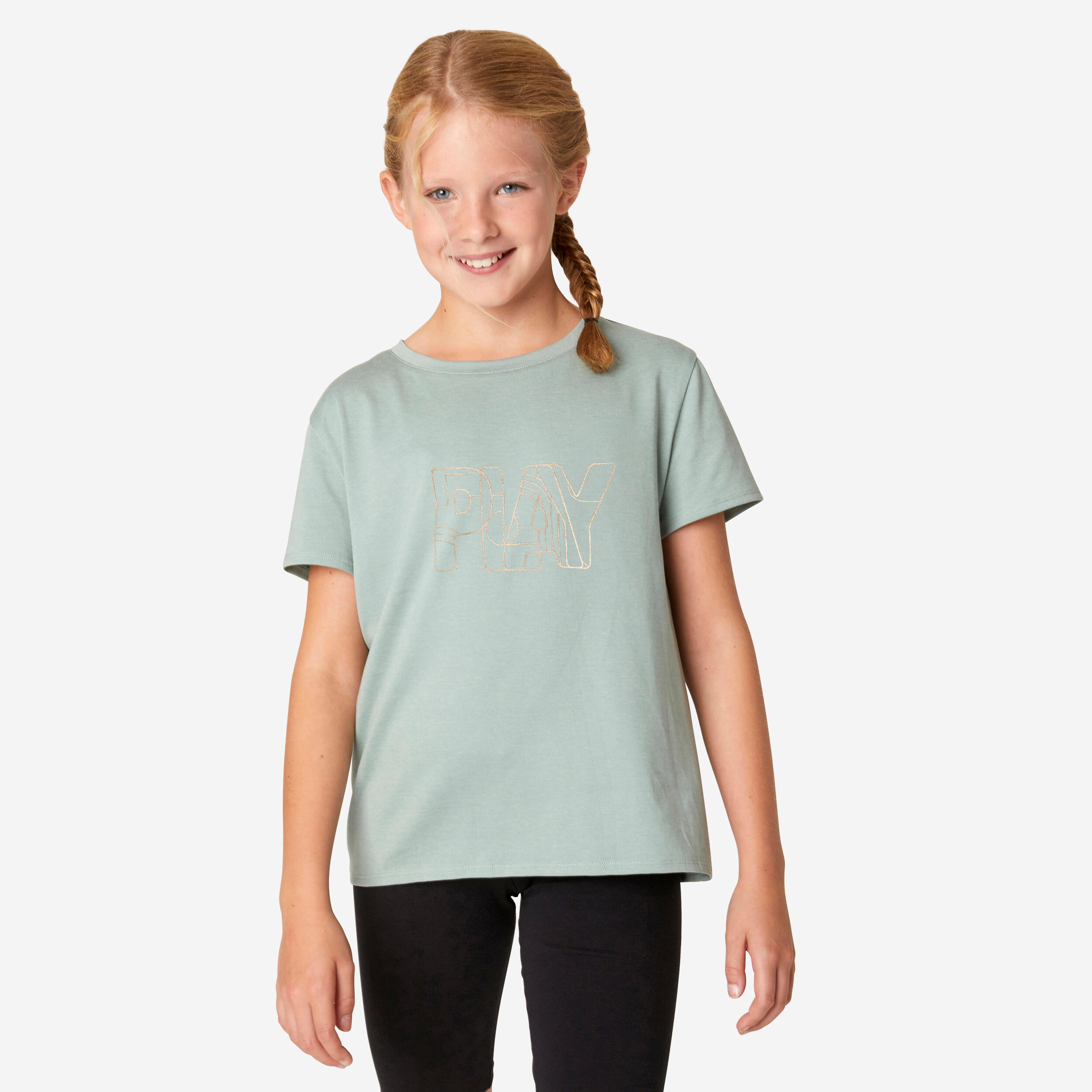T-Shirt Kinder Mädchen Baumwolle - 500 grün