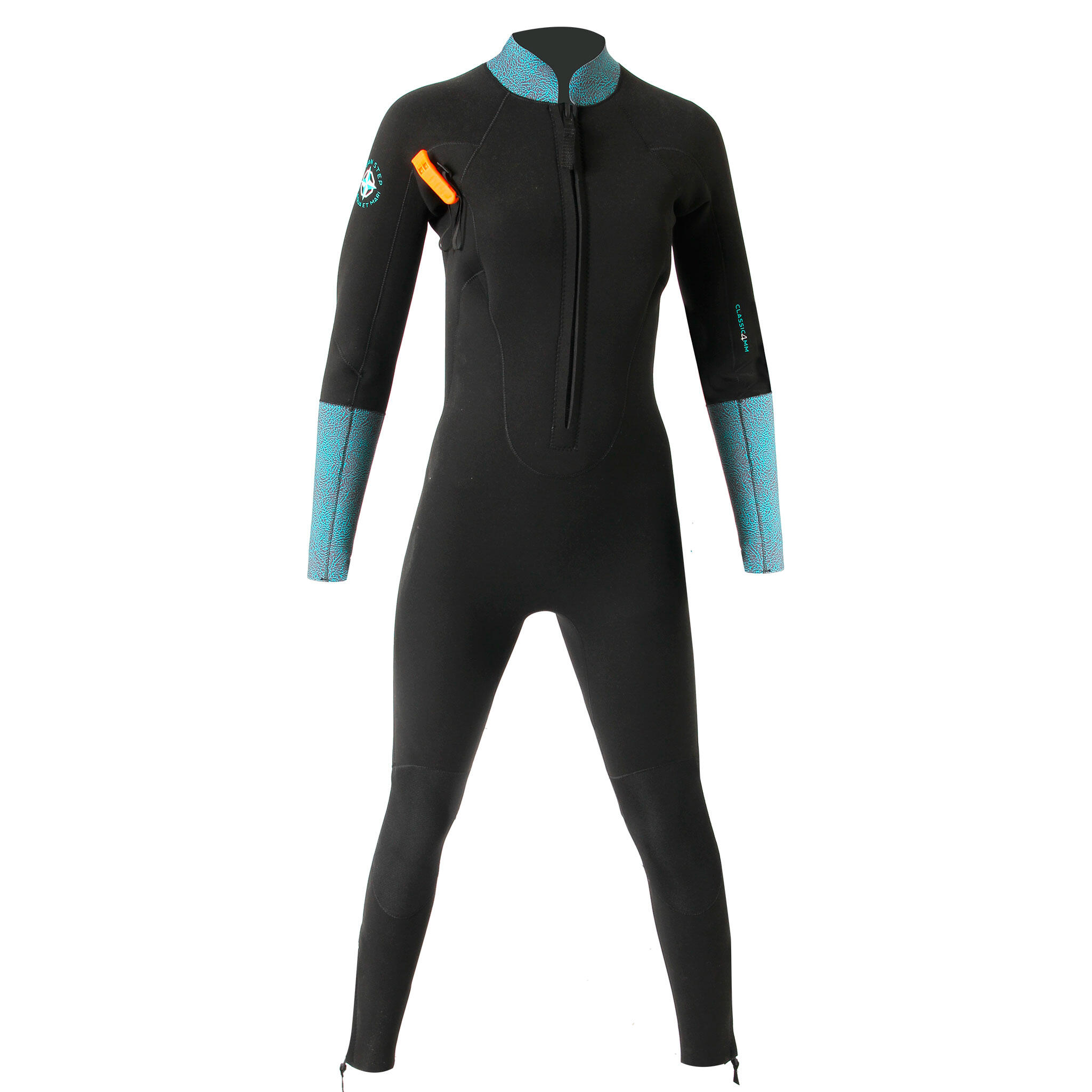 Neoprenanzug Wasserwandern Damen 4/3 mm schwarz bedruckt