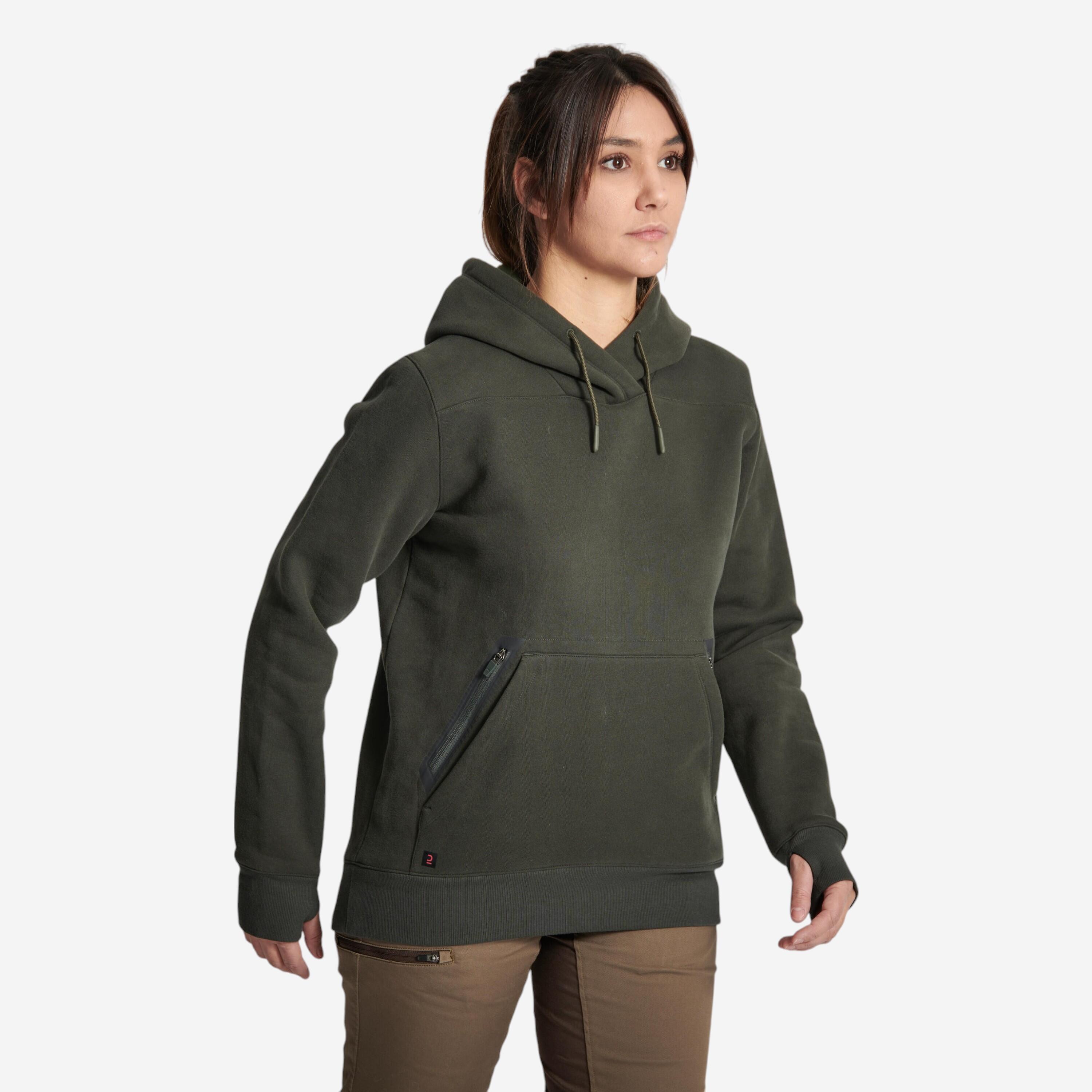 Kapuzenpullover 500 Damen warm grün