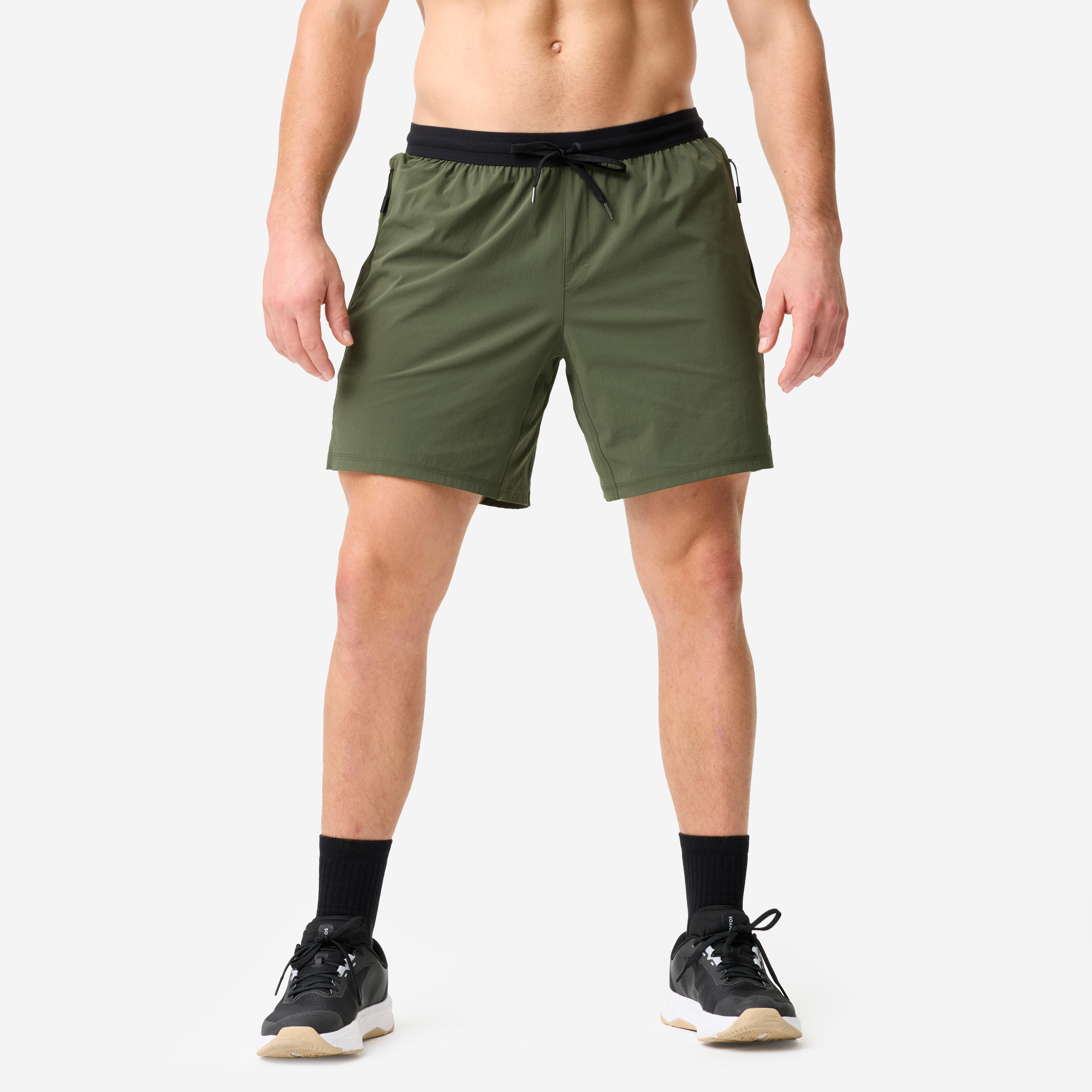 Shorts Herren halblang 18 cm leicht - khaki