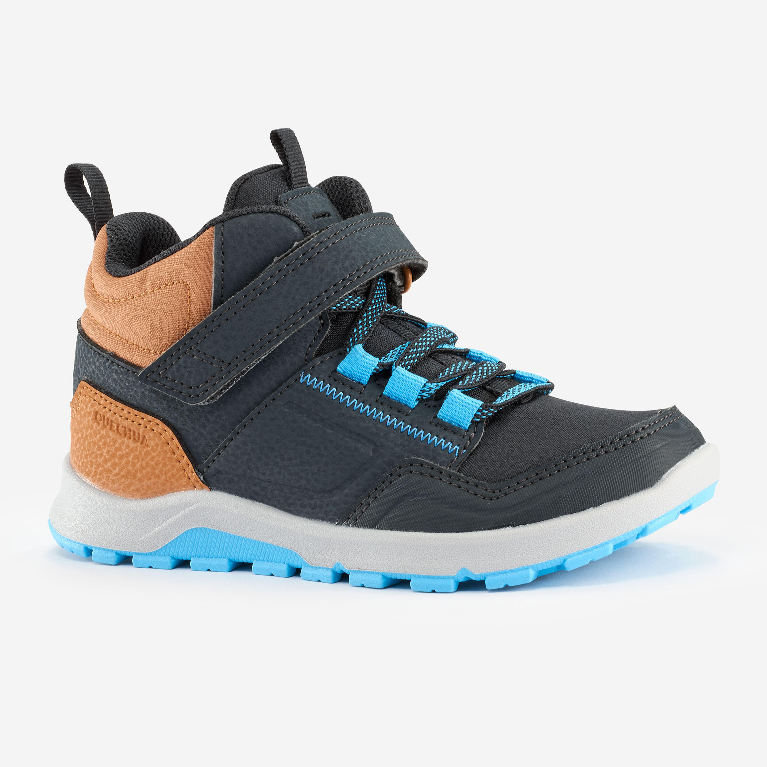 Wanderschuhe Kinder Gr.28–34 halbhoch mit Klettverschluss Wandern - NH500 grau