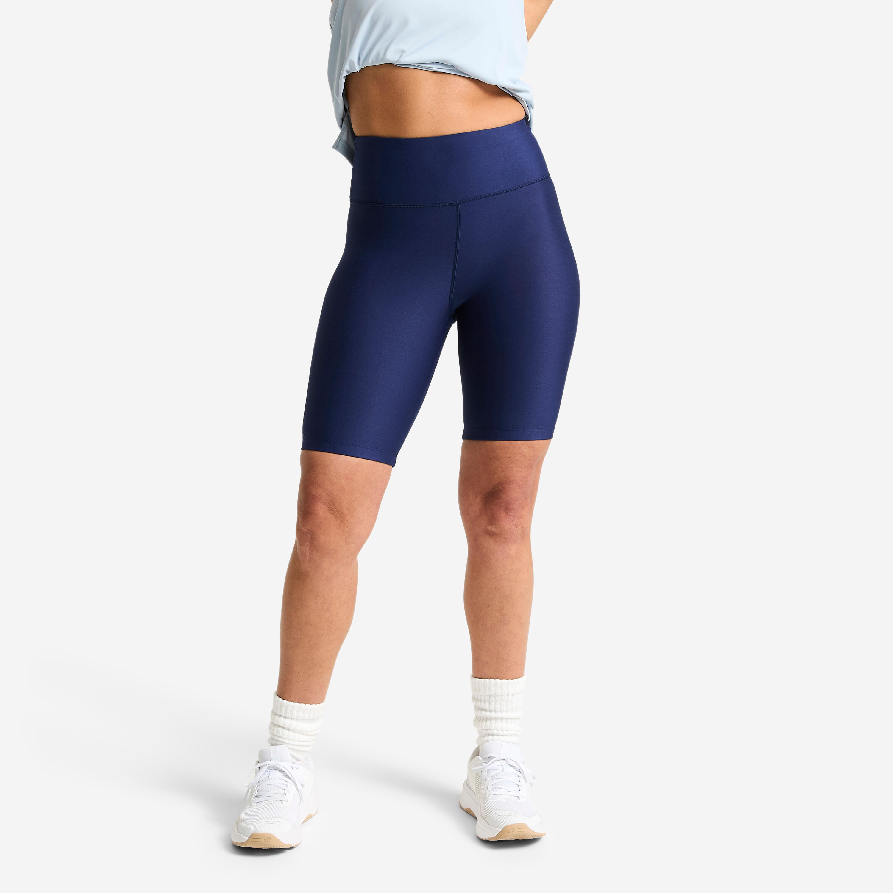 Radlerhose Damen hoher Taillenbund - marineblau